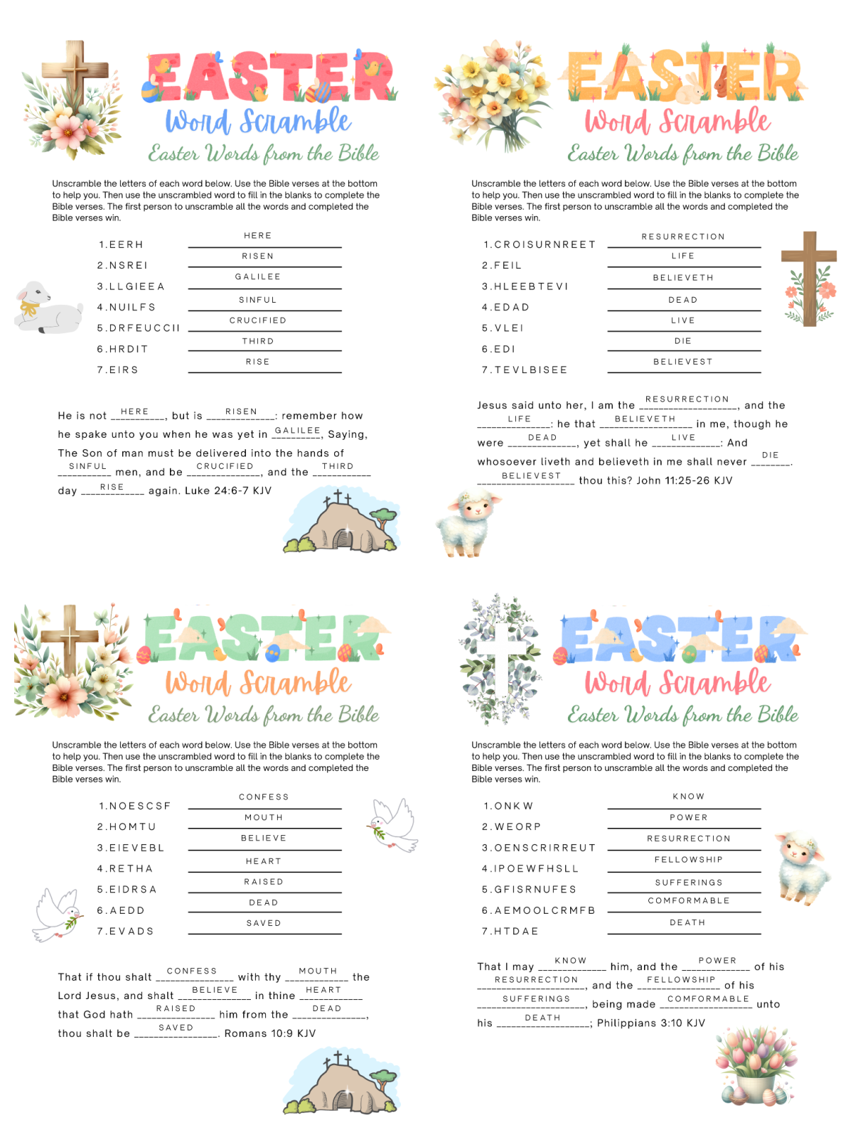 Easter Word Scrambles From The Bible