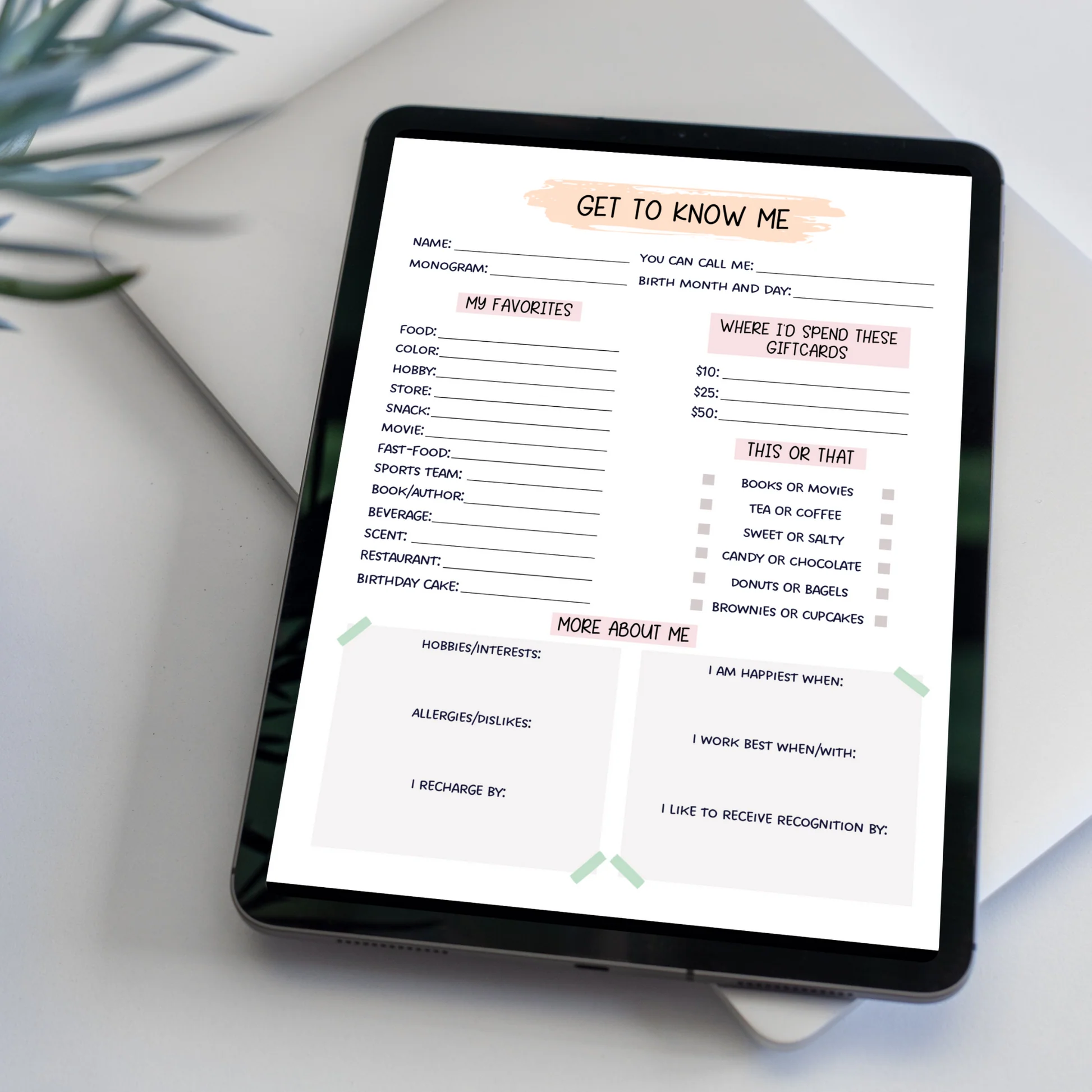 Editable Coworker Questions Printable 65626