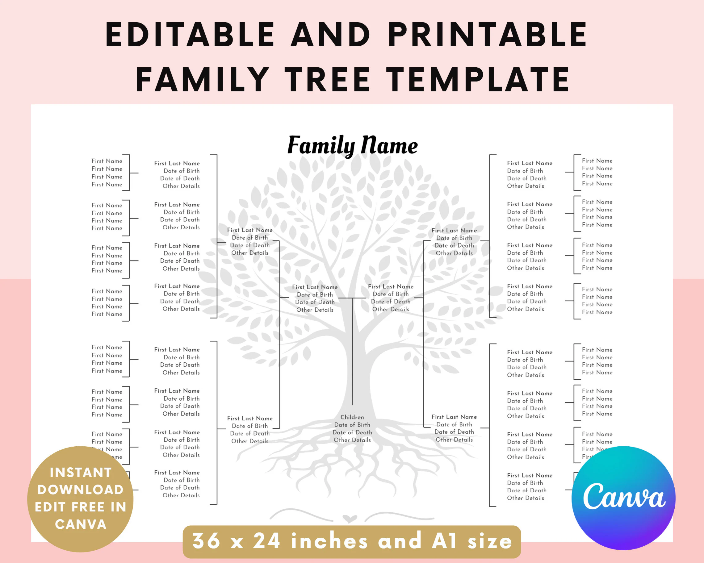 Editable Family Tree Template Family
