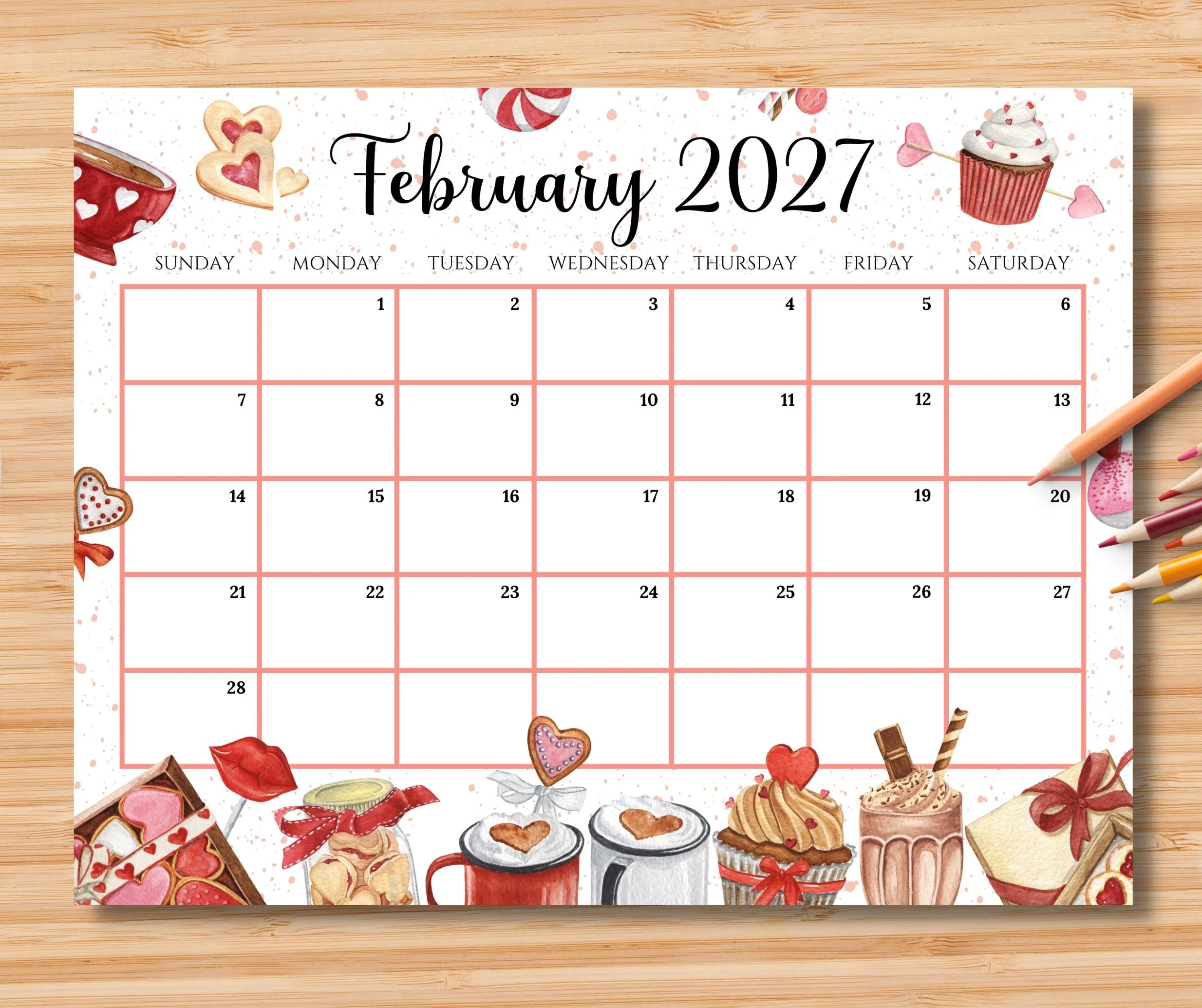 Editable February 2026 Calendar Monthly