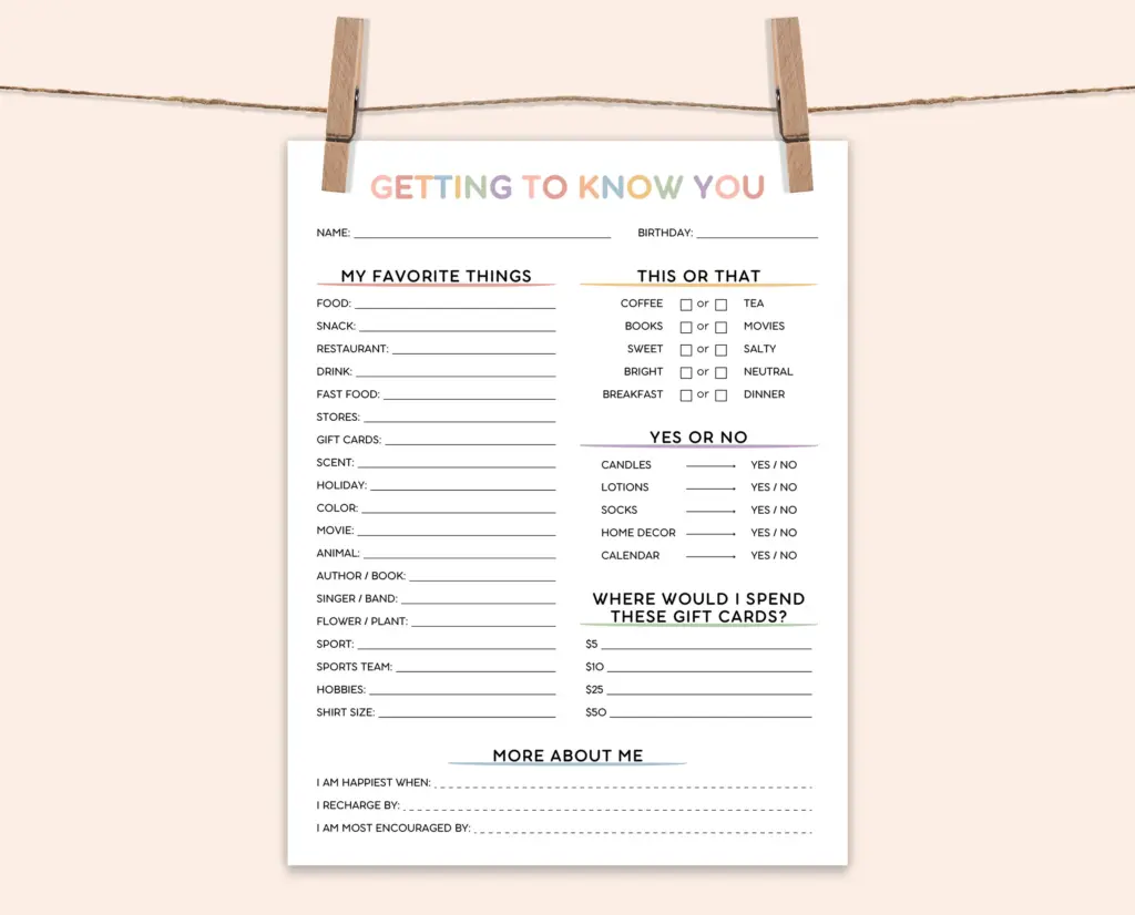 Editable Get To Know You Printable