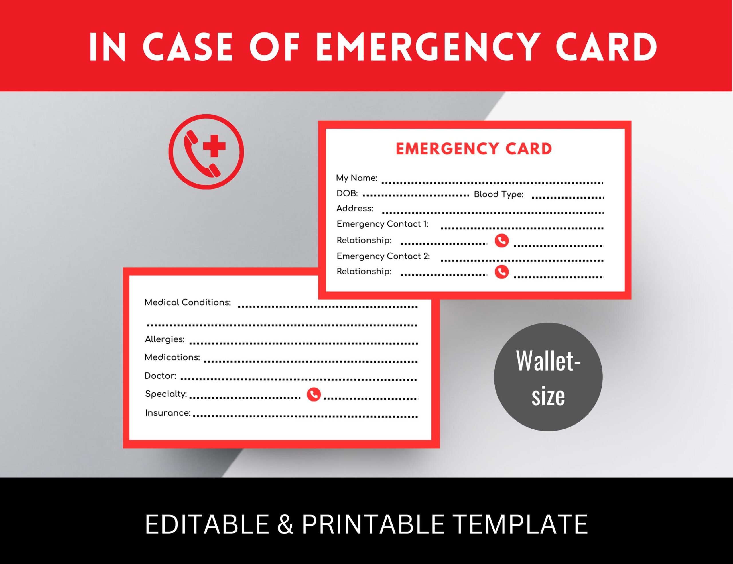 Editable Medical Alert Card Template