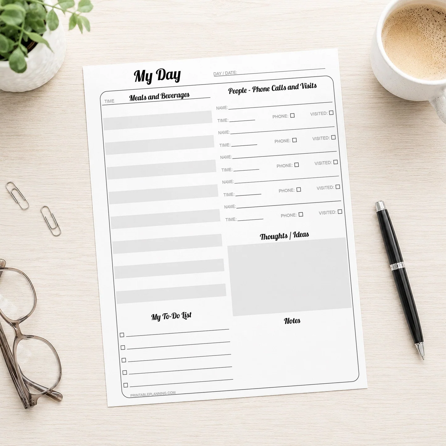 Elderly Independent Living Daily Page For Memory Printable