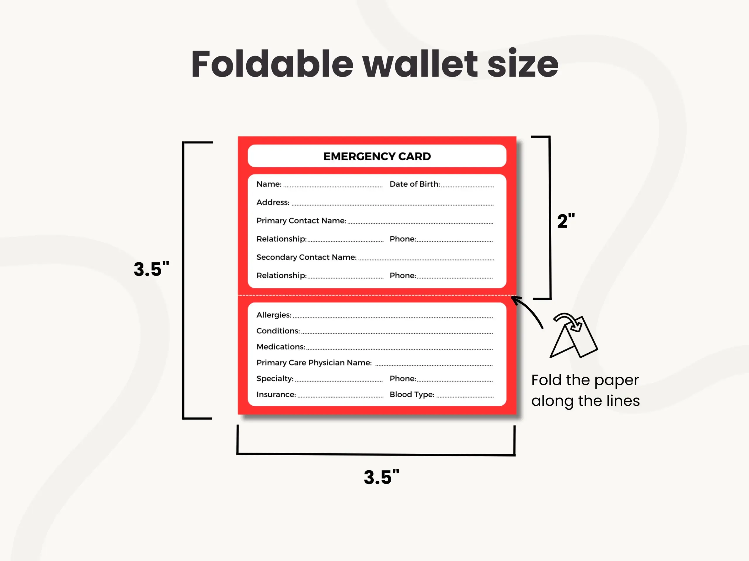 Emergency Contact Card Template