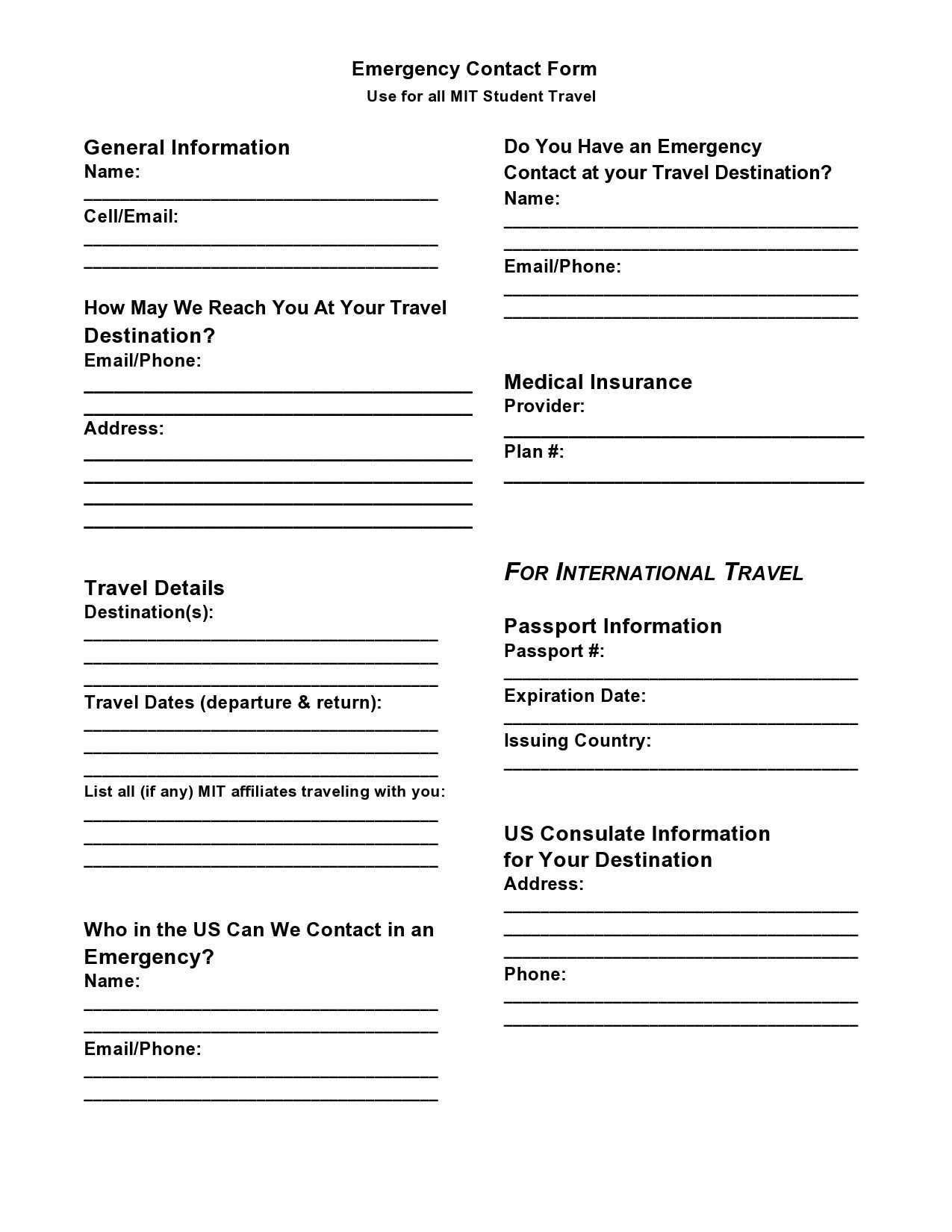 Emergency Contact Form