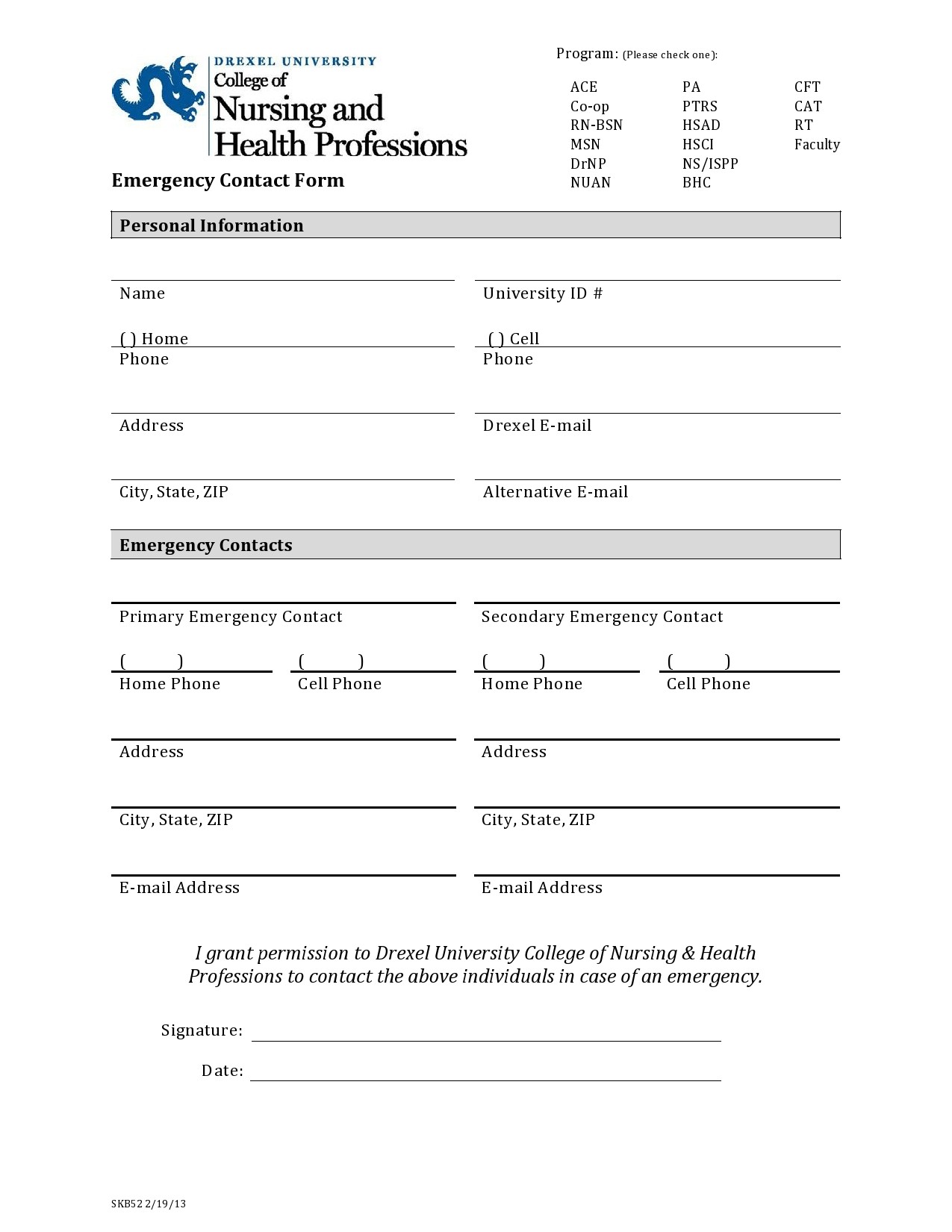 Emergency Contact Form