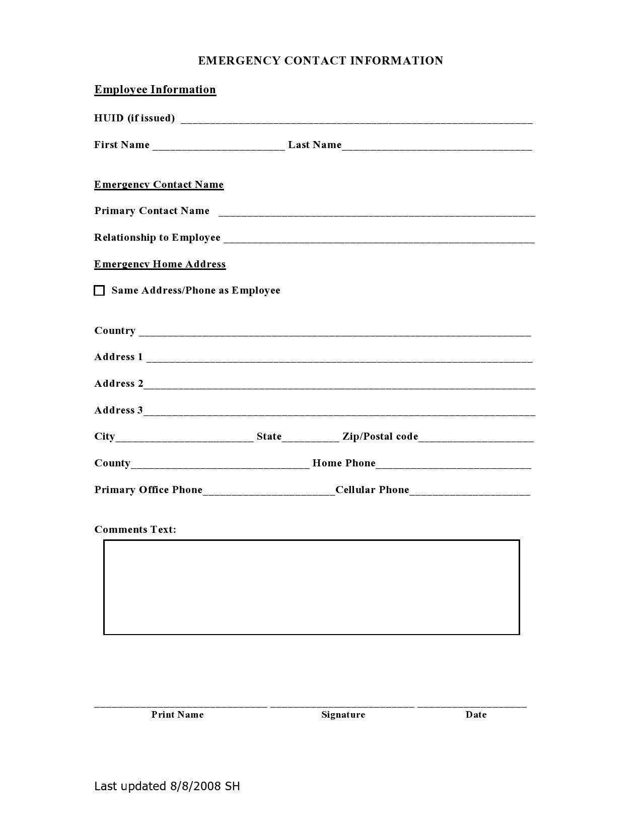 Emergency Contact Form