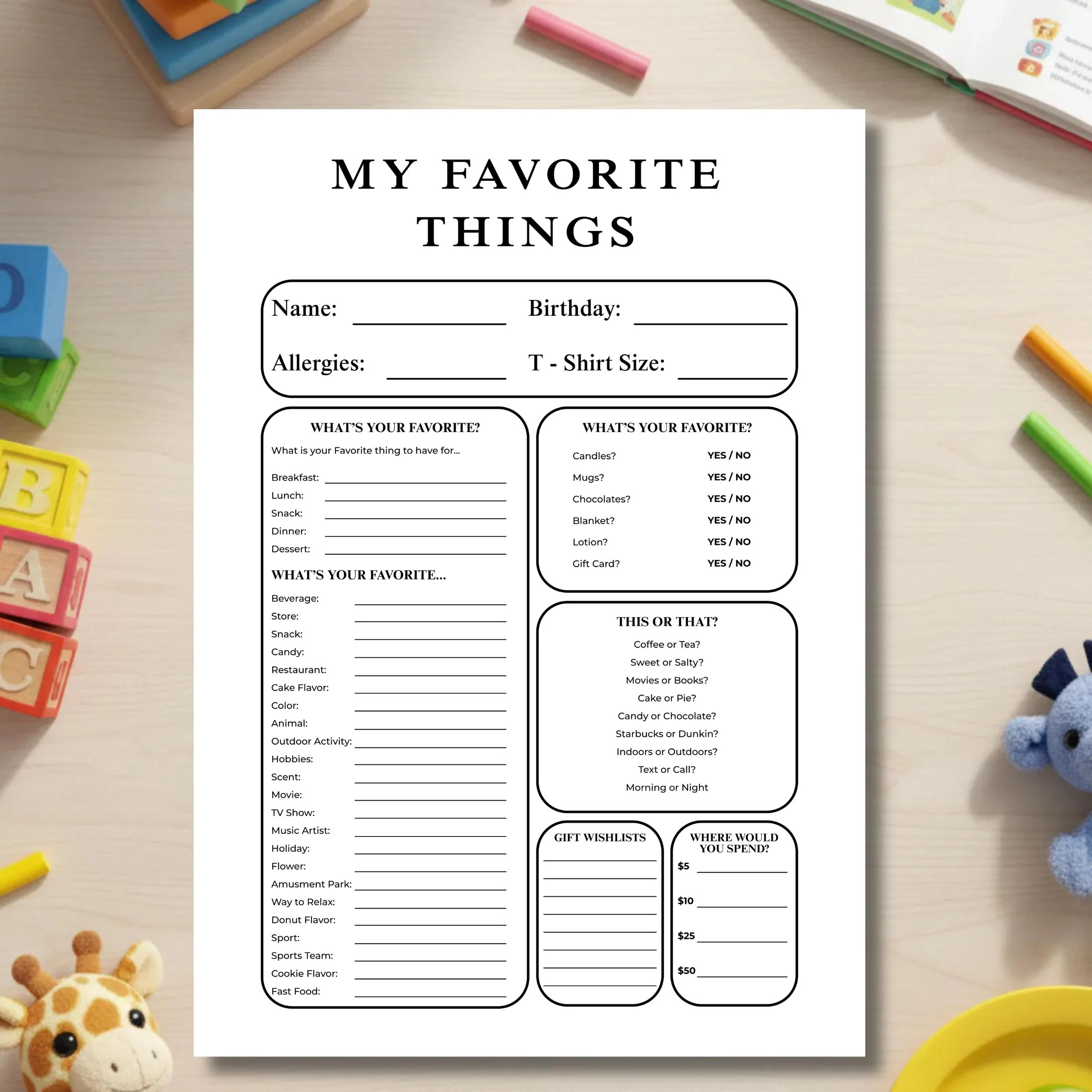 Employee Favorite Things Questionnaire Free