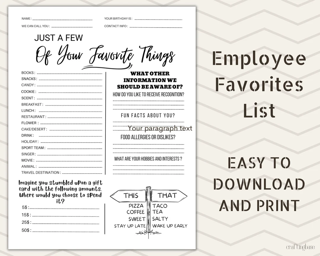 Employee Favorites List Employee