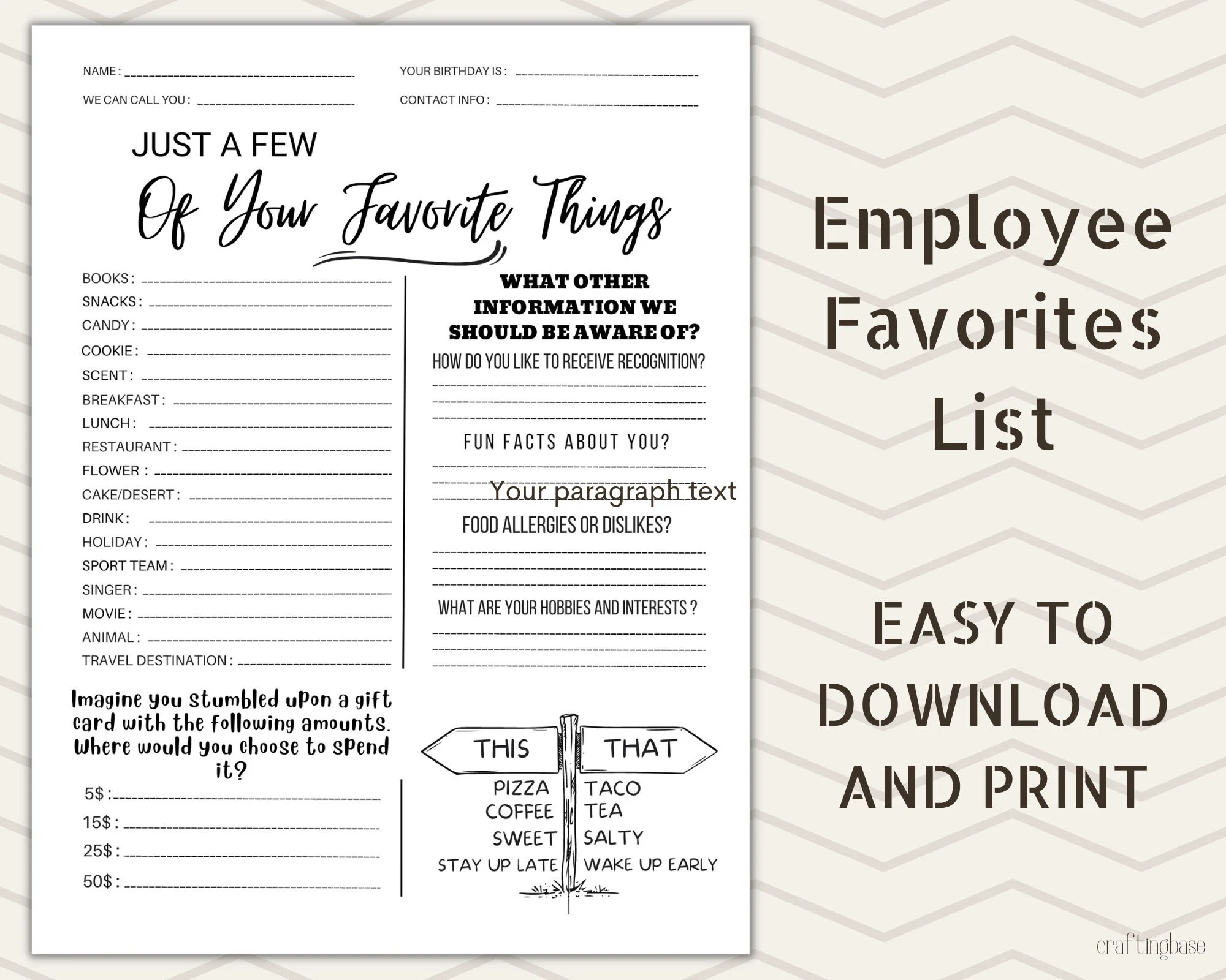 Employee Favorites List Employee