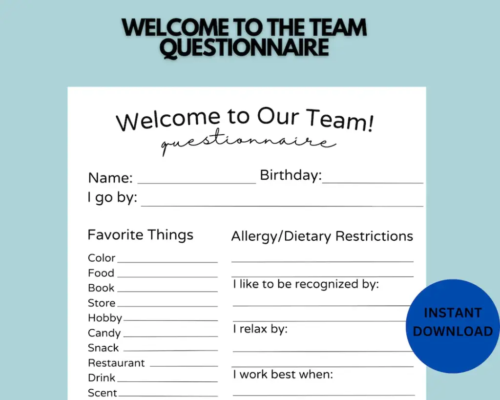 Employee Get To Know Me Survey Office