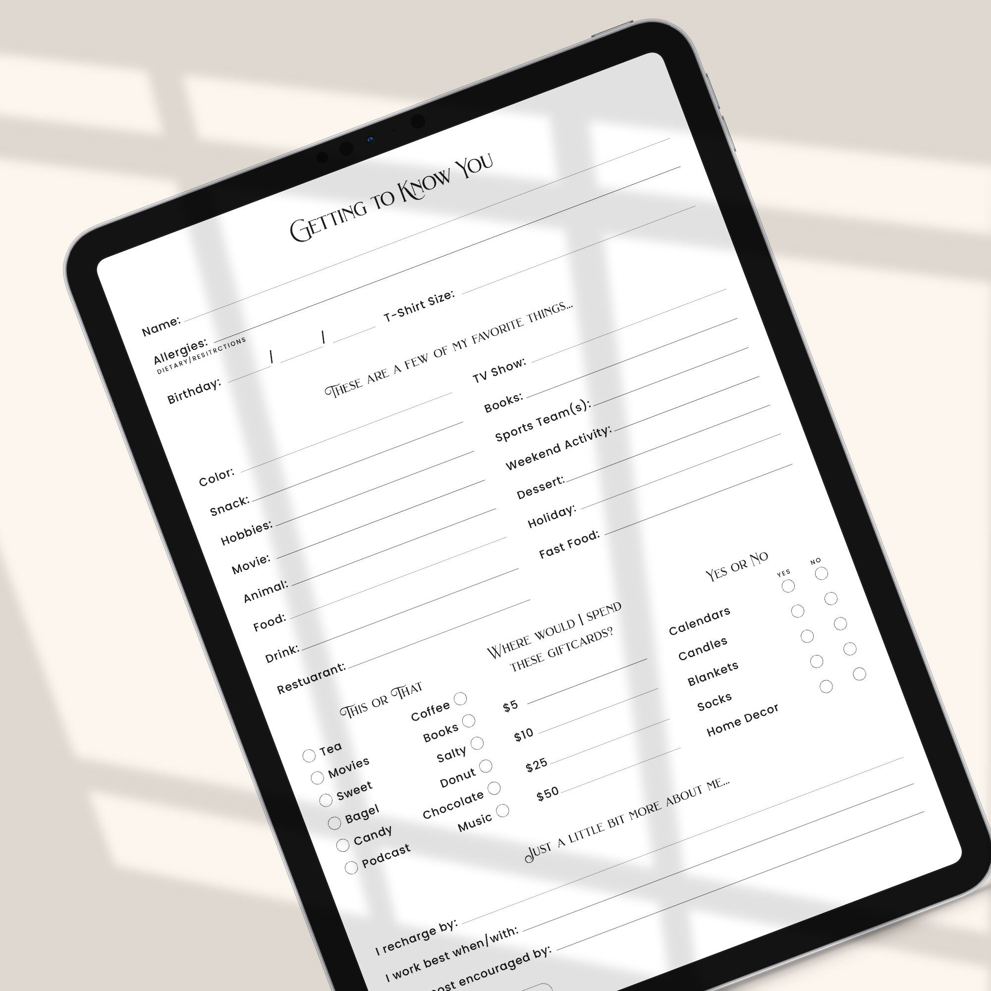 Employee Get To Know You Worksheet