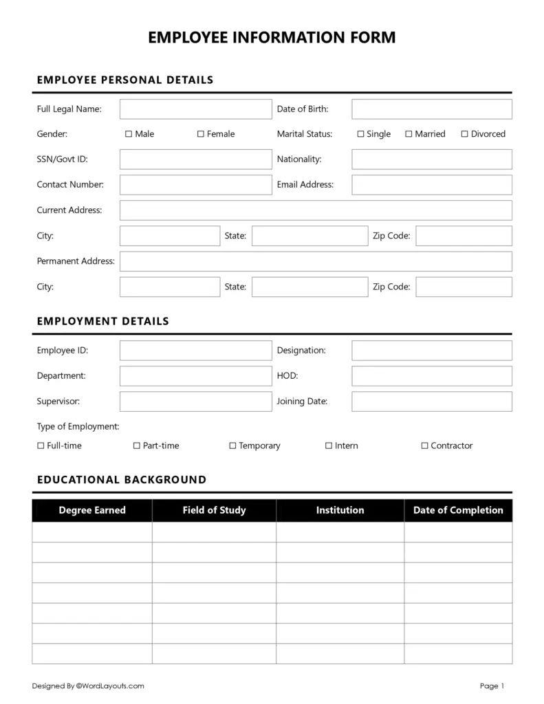 Employee Information Form