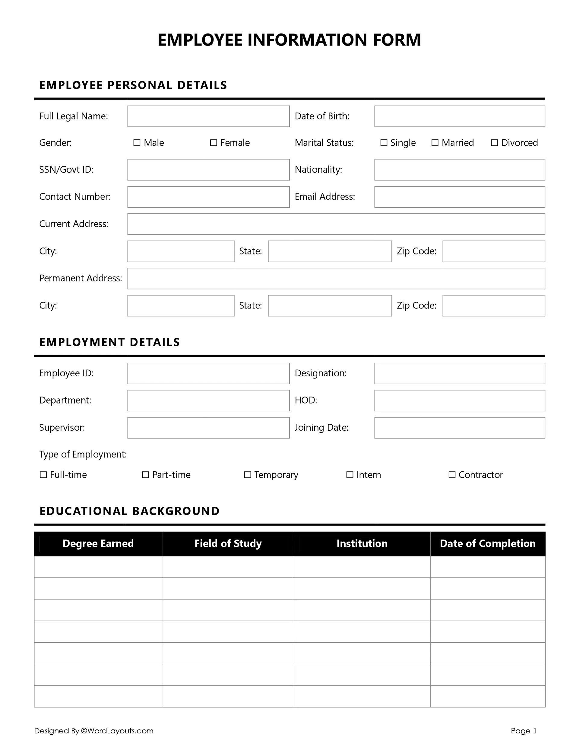 Employee Information Form