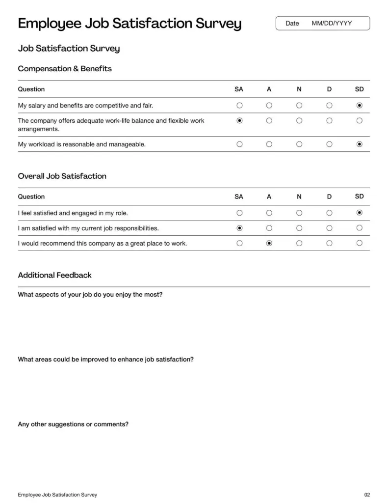 Employee Job Satisfaction Survey Template