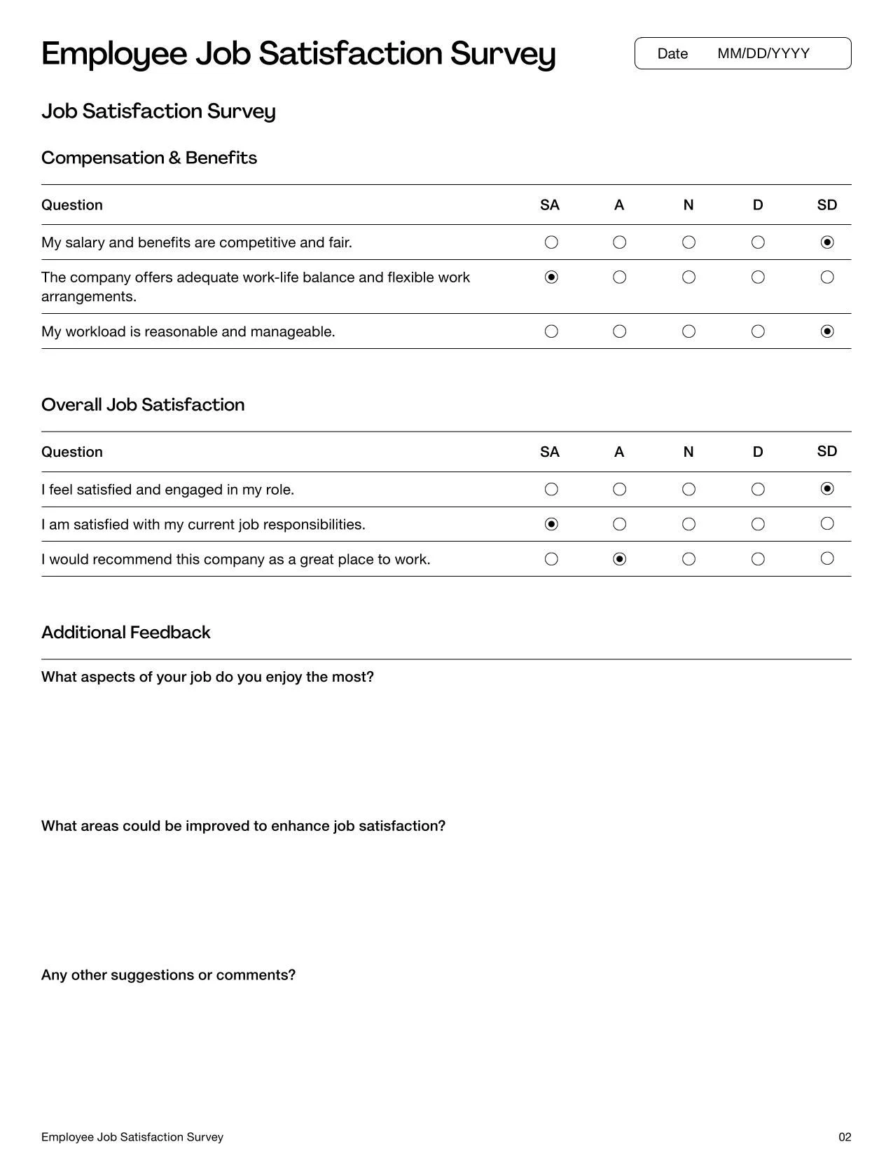 Employee Job Satisfaction Survey Template