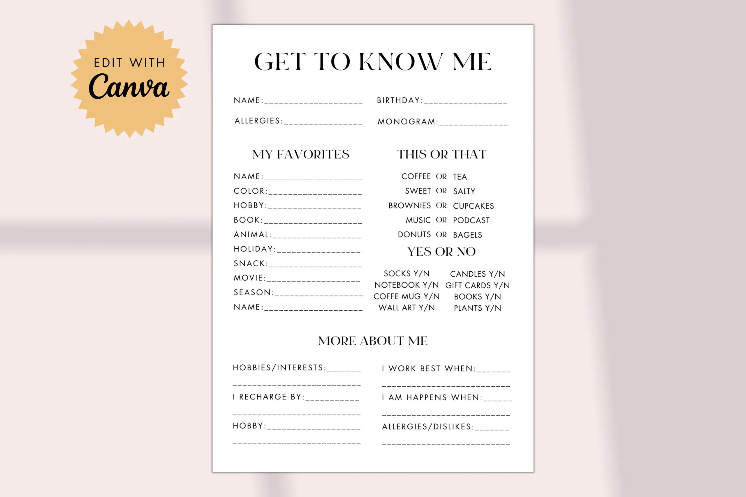 Employee Questionnaire Printable All