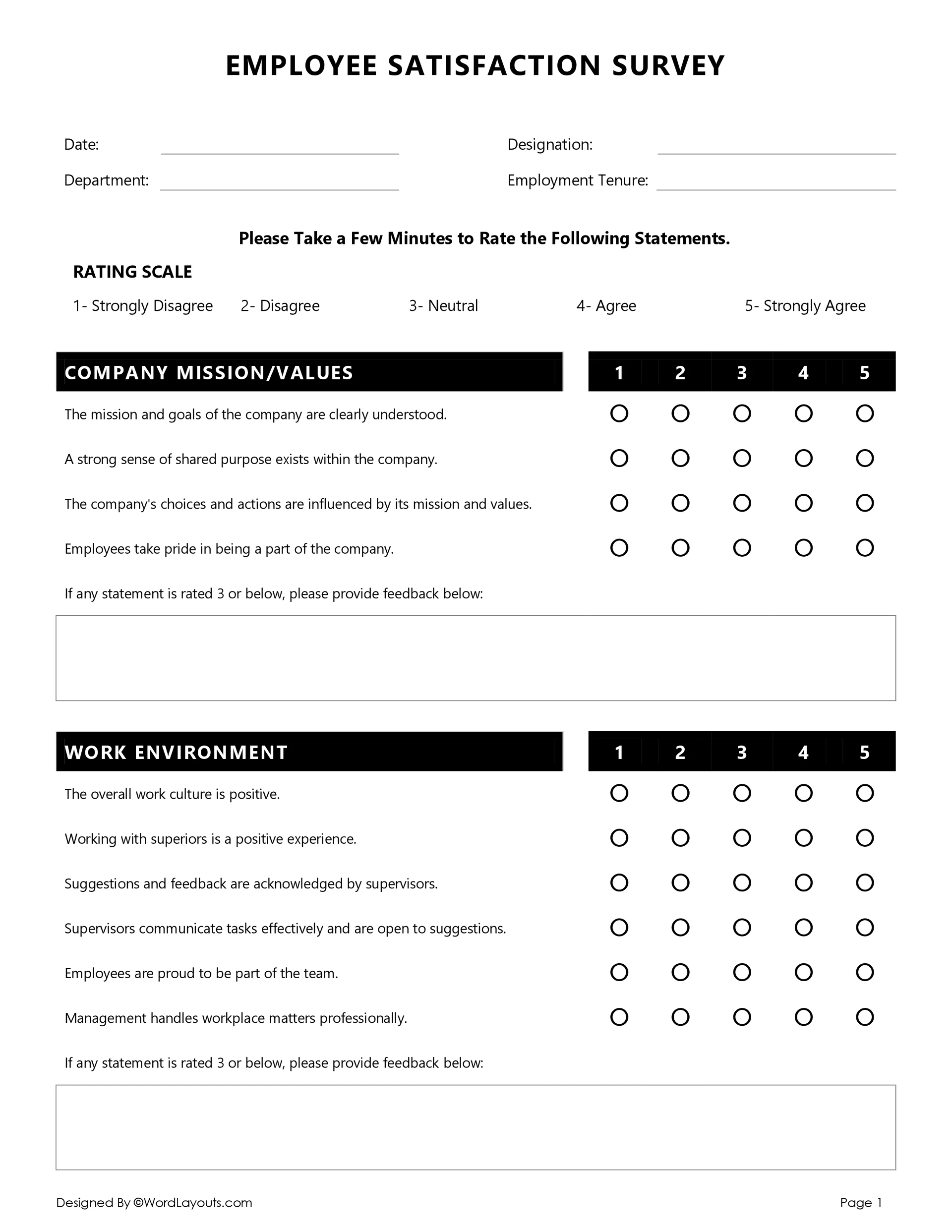 Employee Satisfaction Survey Template