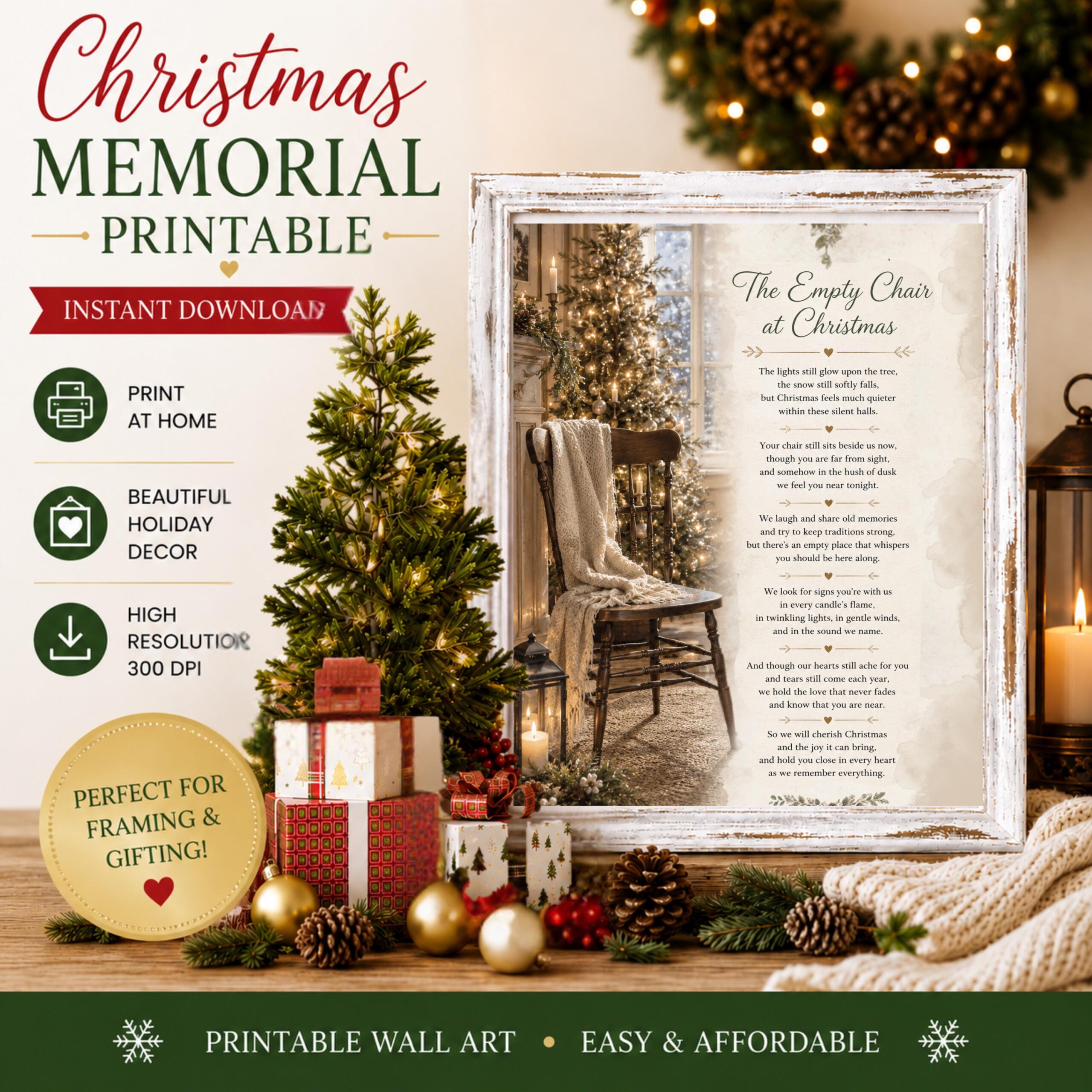 Empty Chair At Christmas Print Printable