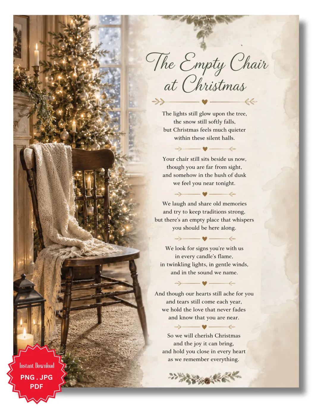 Empty Chair At Christmas Print Printable