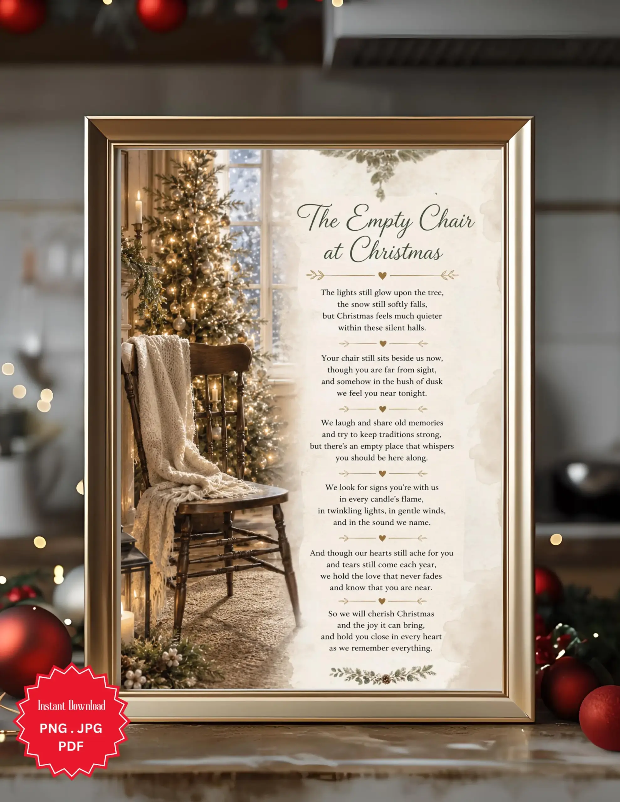 Empty Chair At Christmas Print Printable