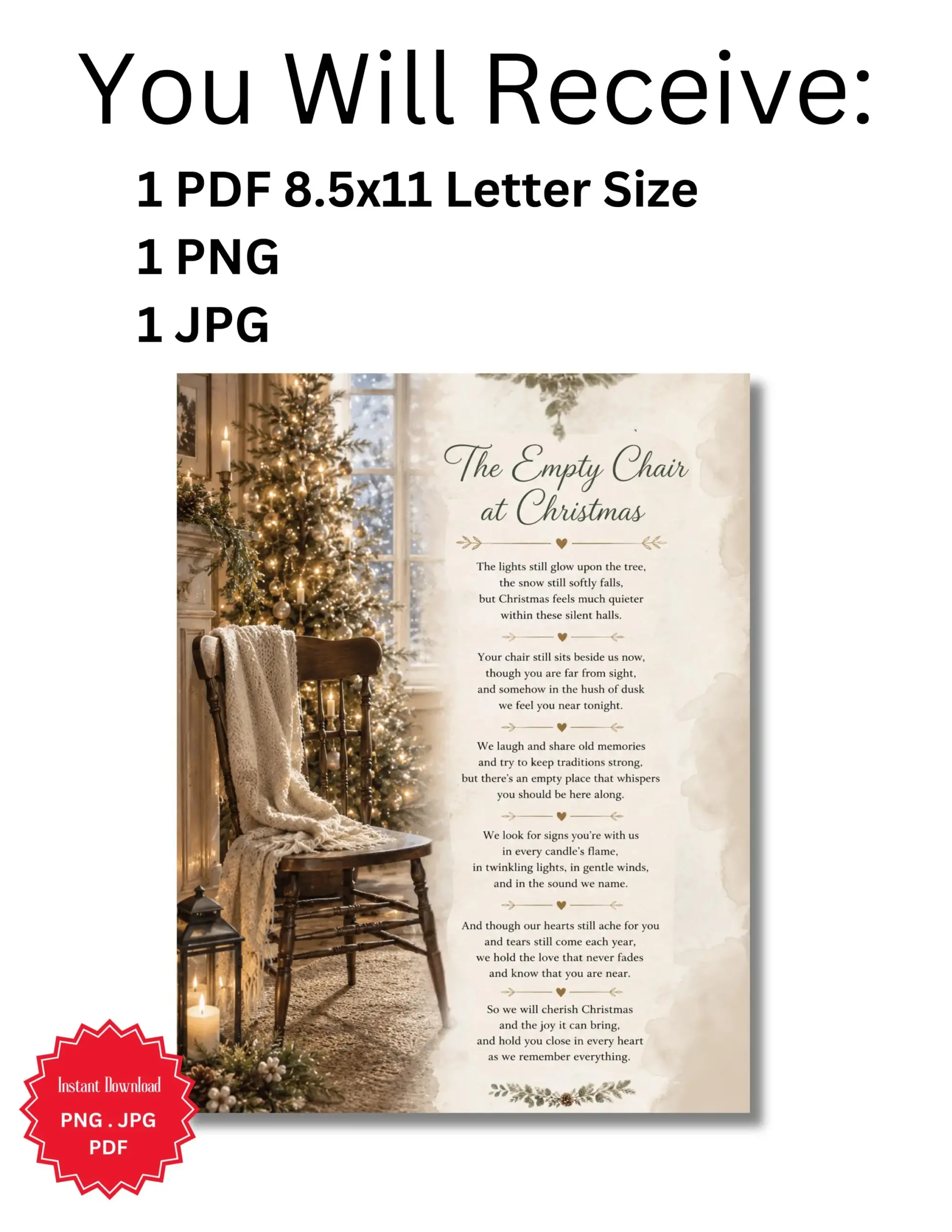 Empty Chair At Christmas Print Printable