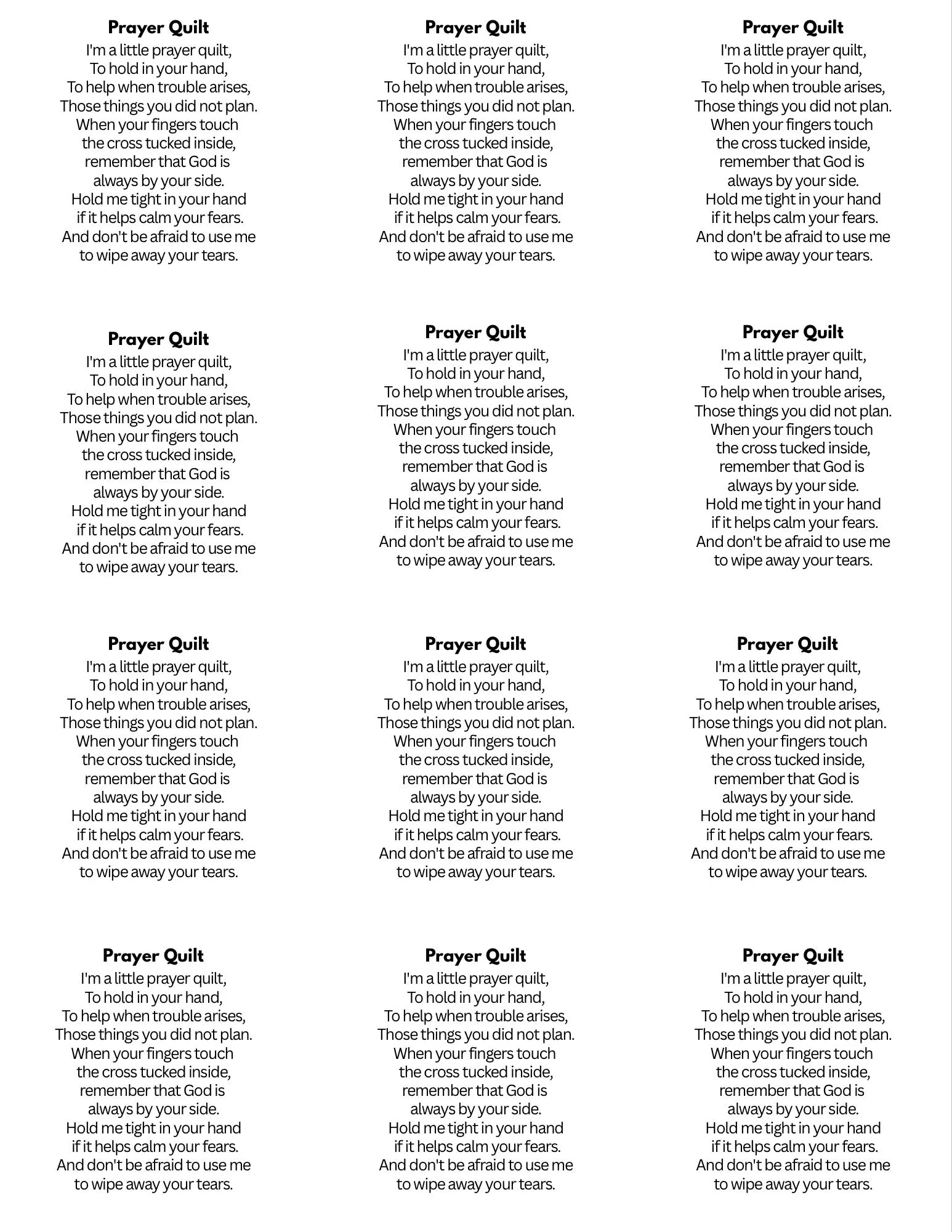 Empty Chair Poem Printable