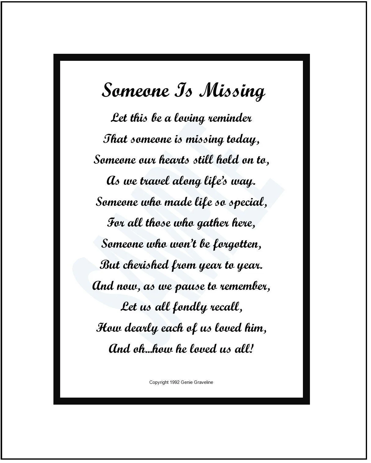 Empty Chair Poem Printable
