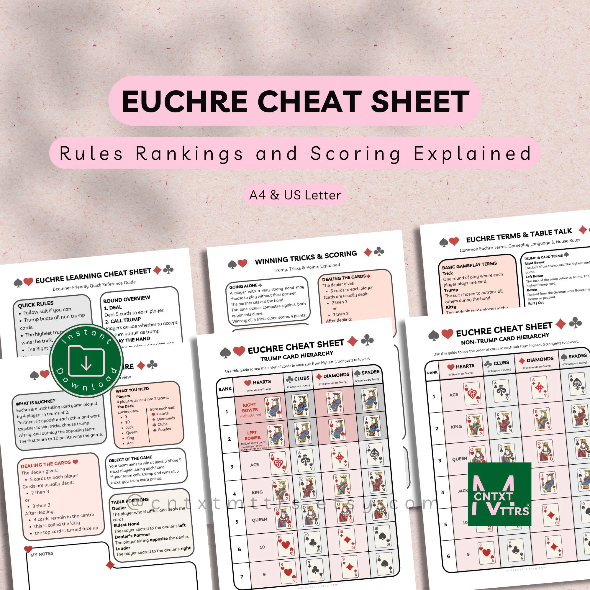 Euchre Score Cards Printables