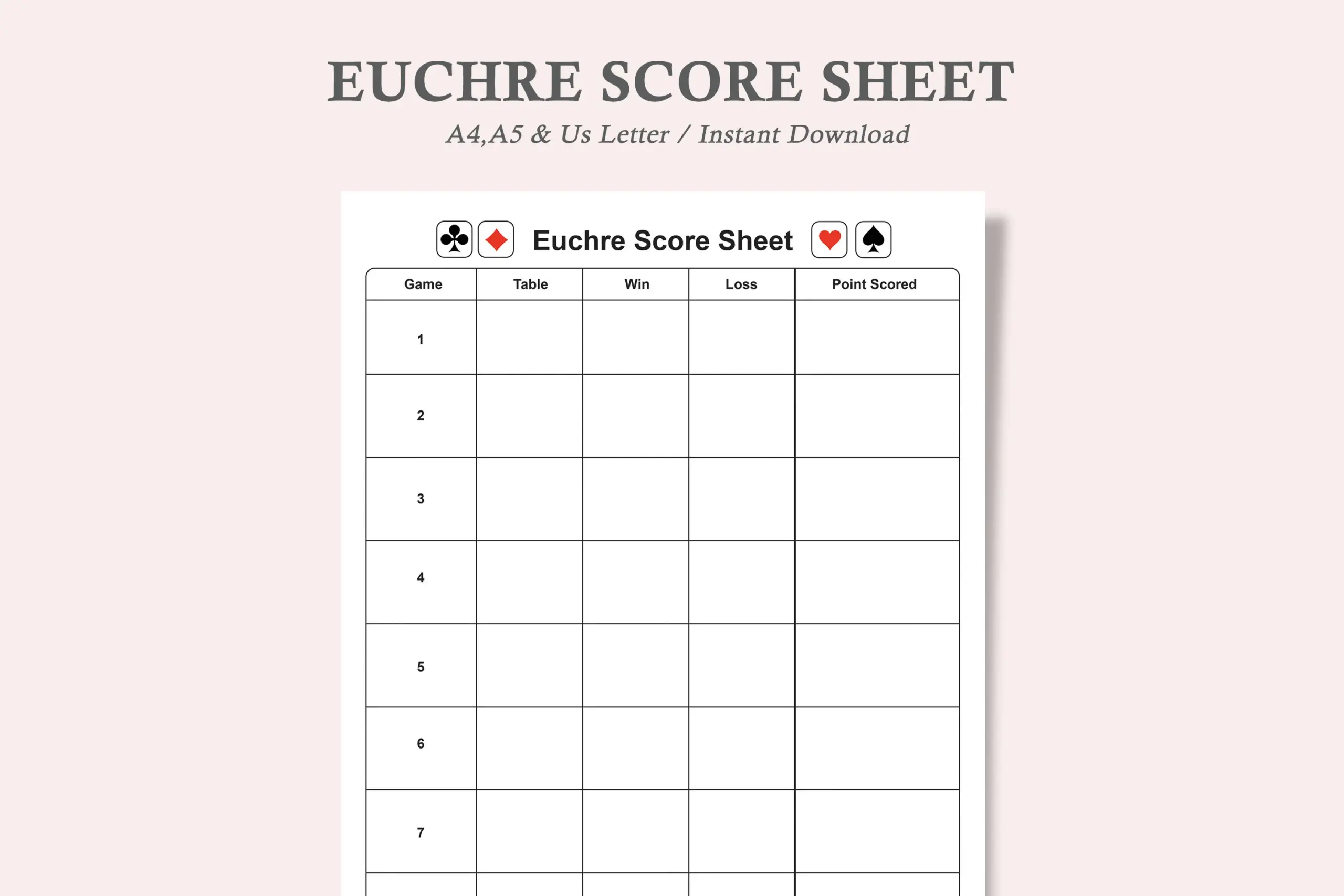 Euchre Score Sheeteuchre Score Cards