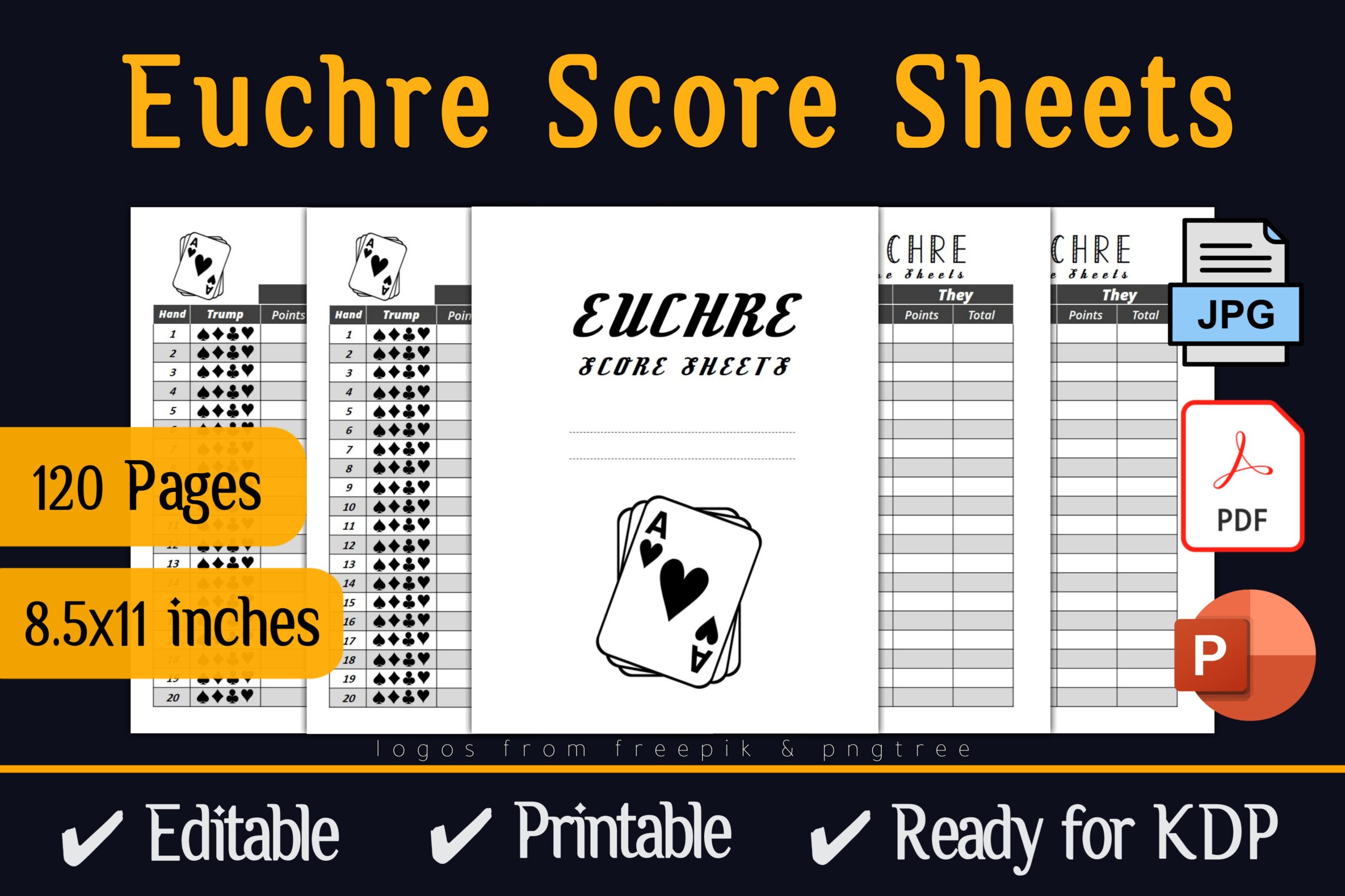Euchre Score Sheets Kdp Template