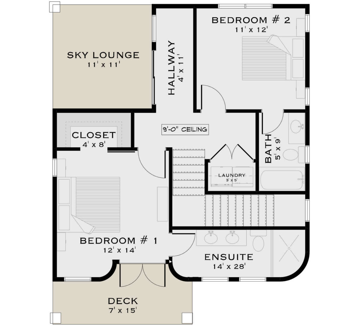 European Plan 1529 Square Feet 2 Bedrooms 2 5 Bathrooms