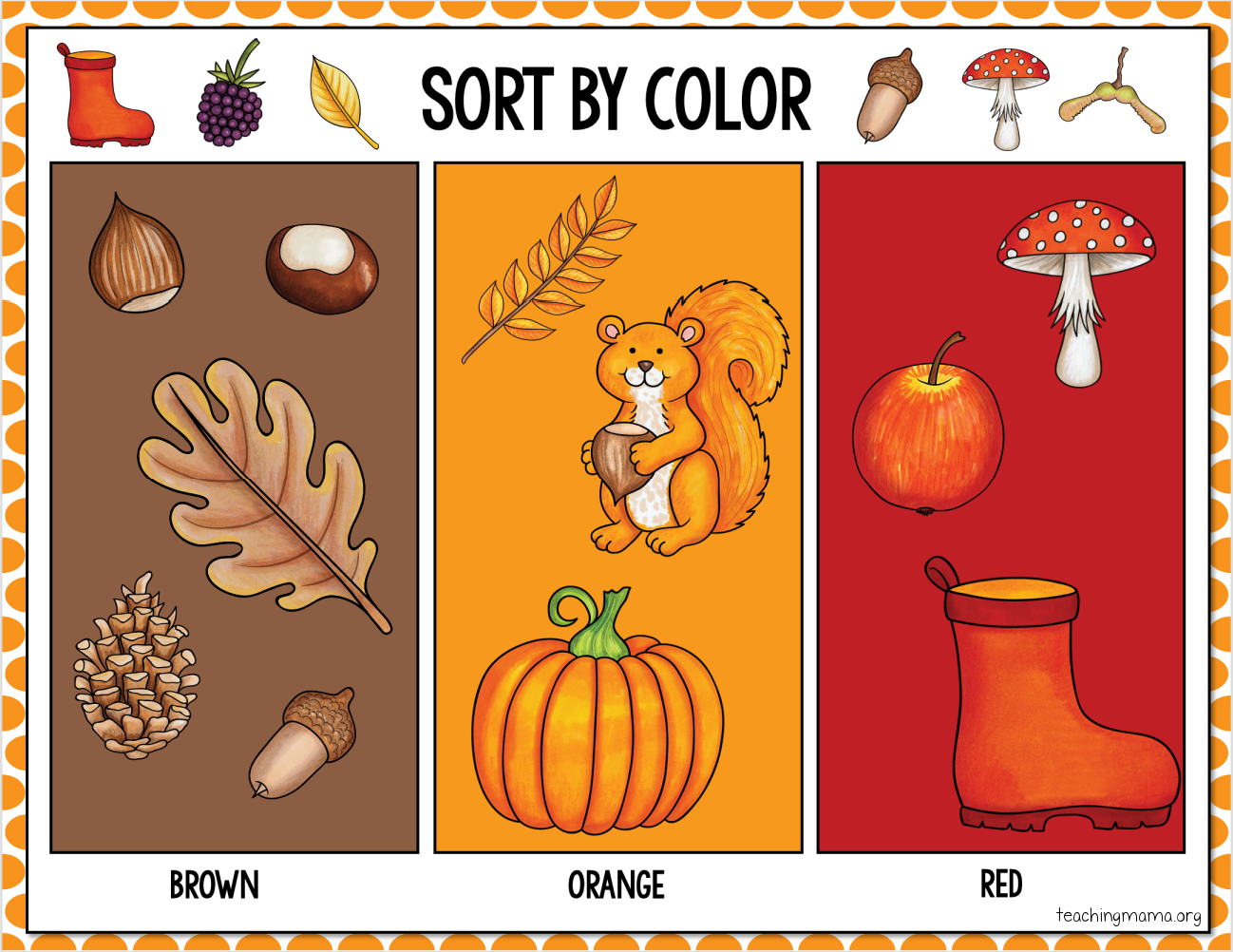 Fall Sorting Activity Free Printable