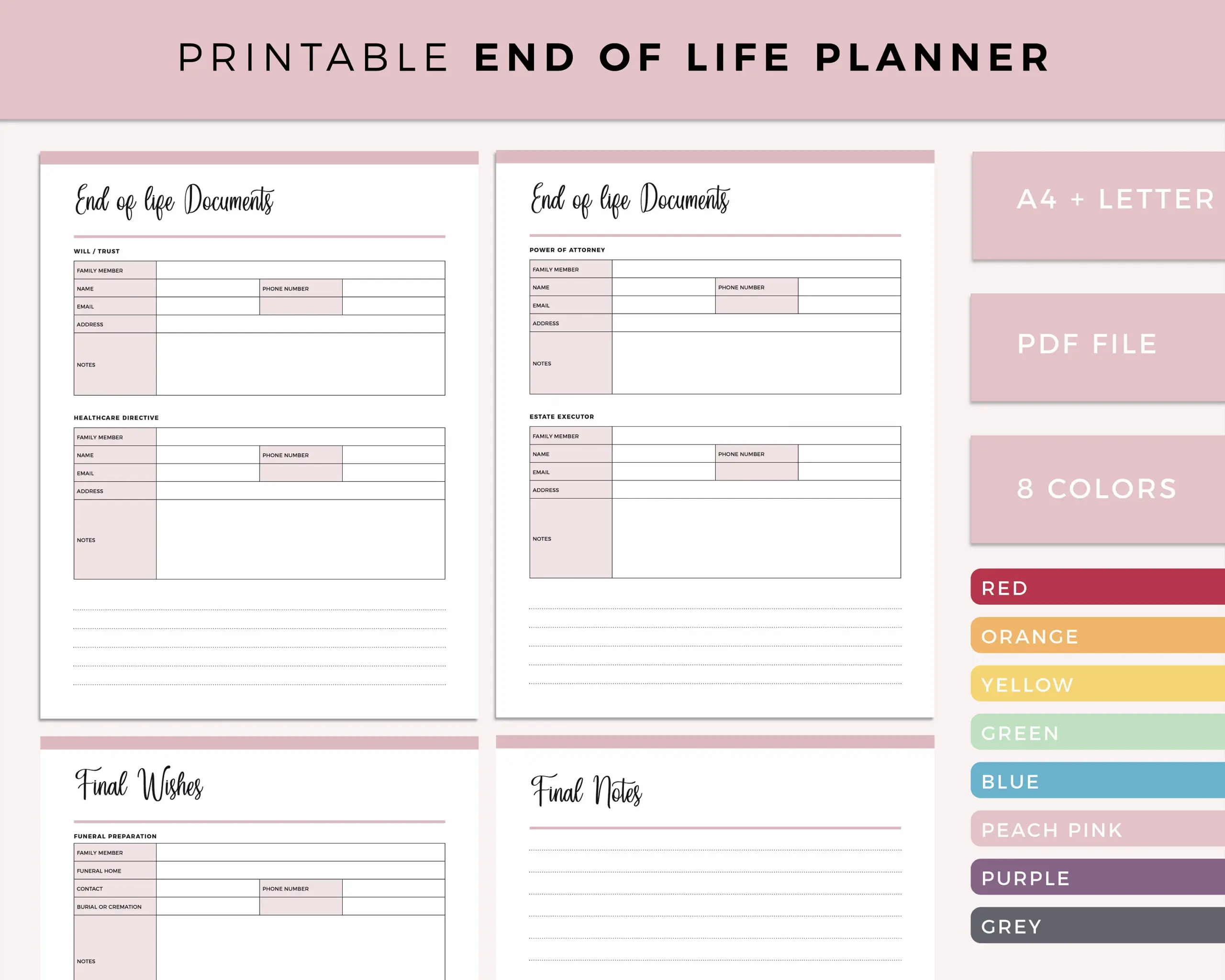Family Emergency Binder Printable End Of