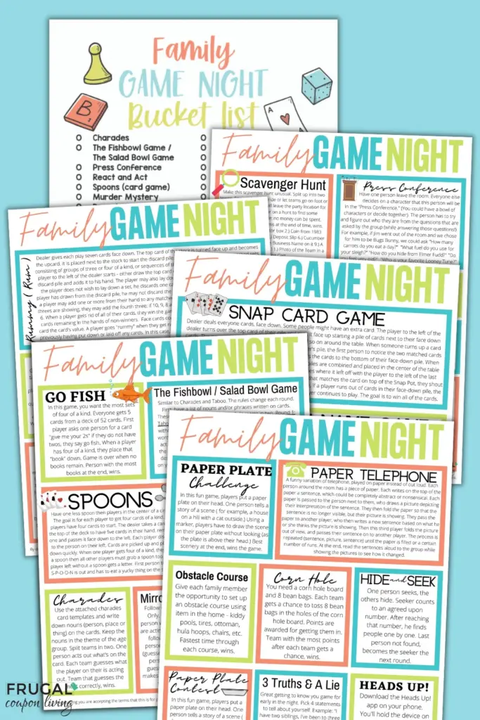 Family Game Night Bucket List