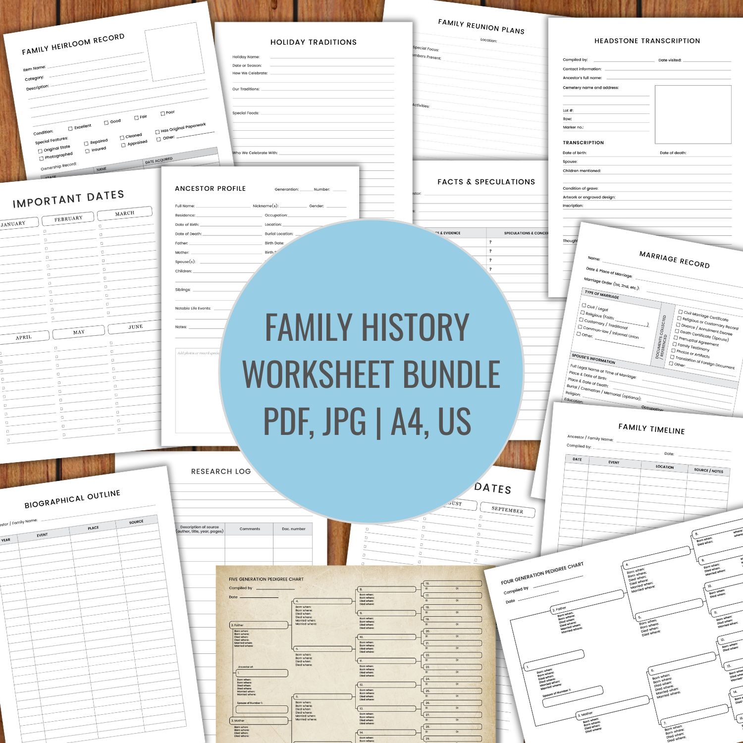 Family History Worksheet Bundle