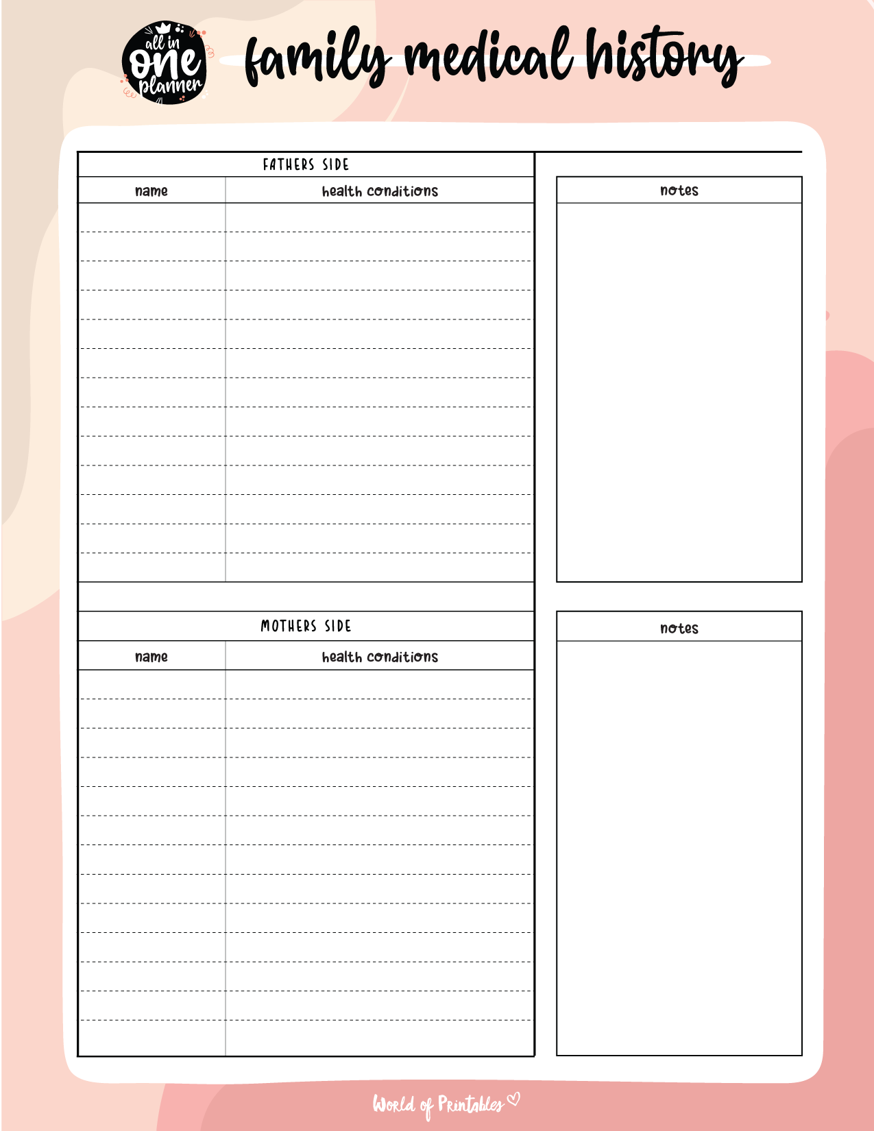 Family Medical History Template