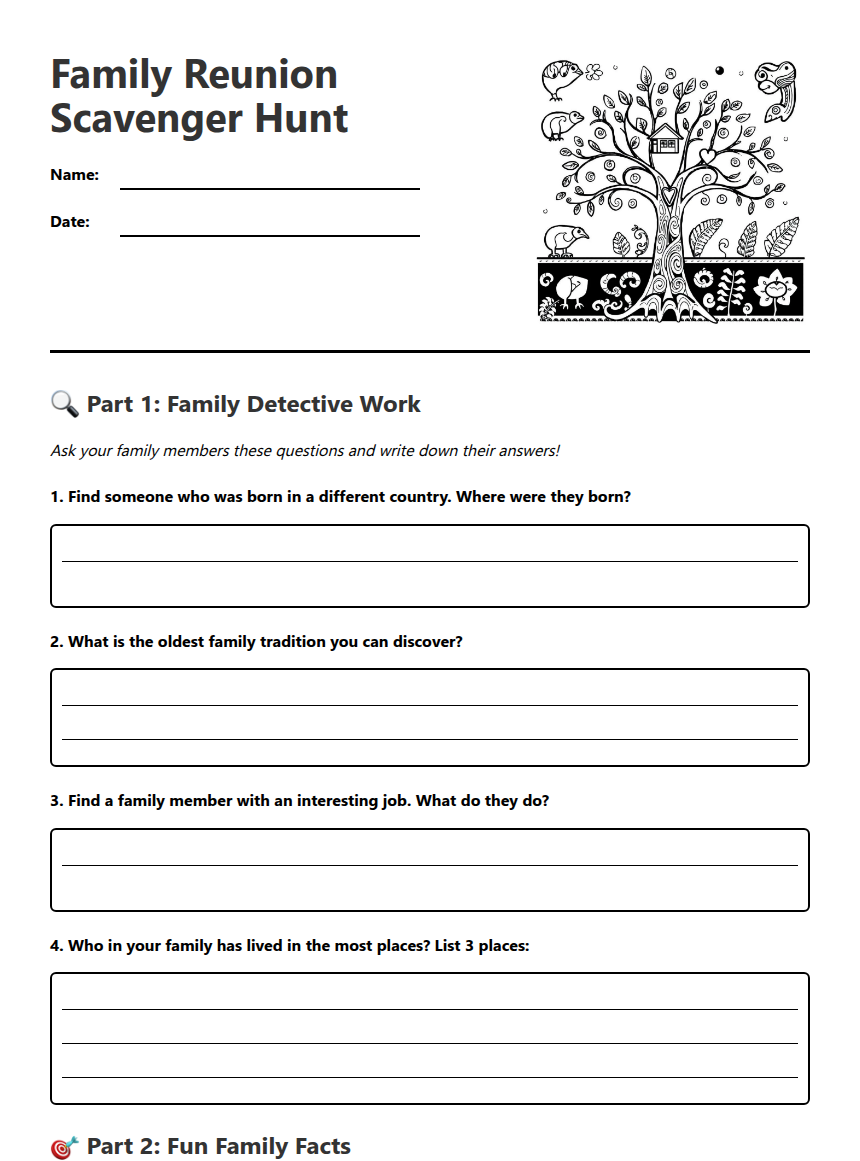 Family Reunion Scavenger Hunt 61840