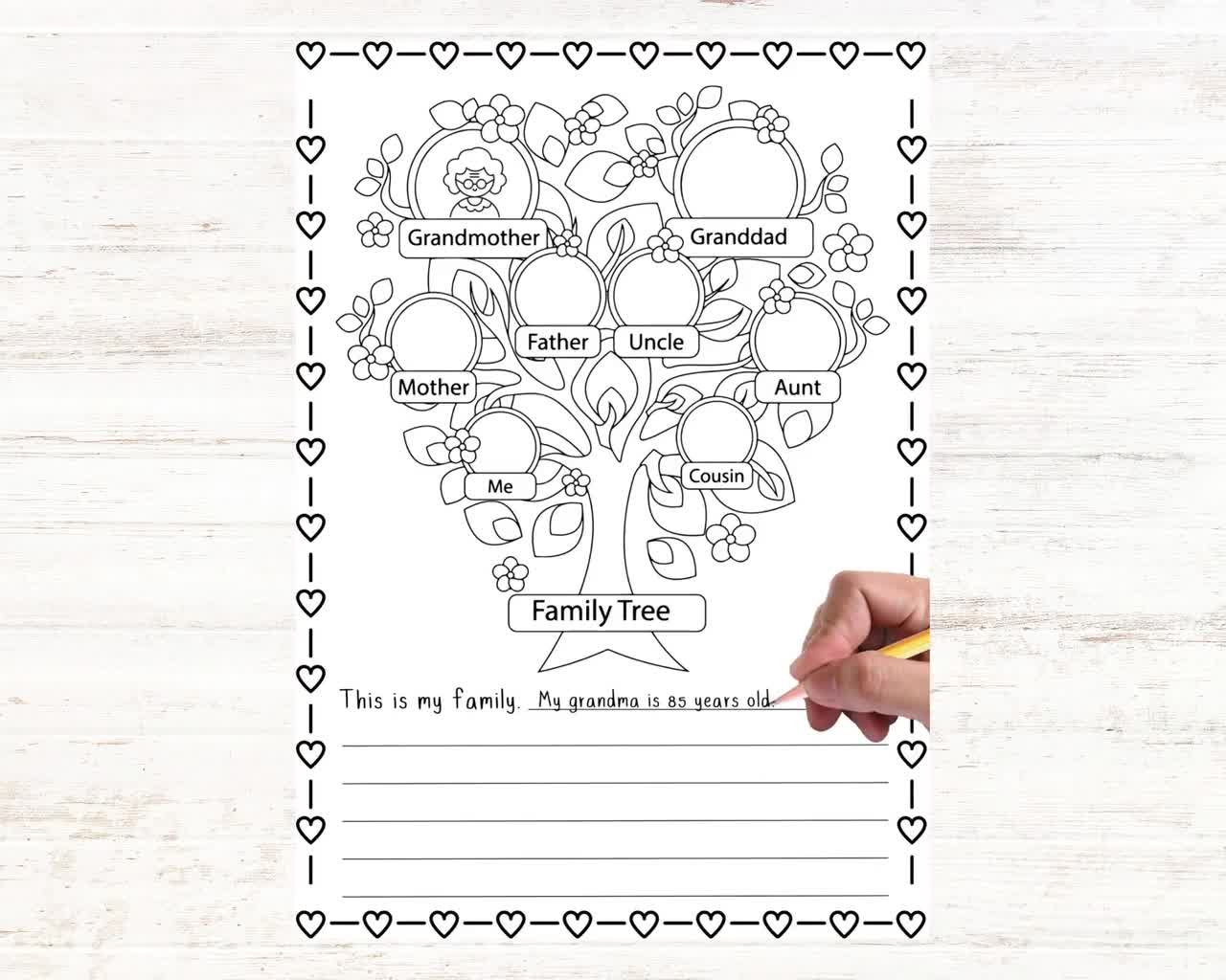 Family Tree Printable Template Fillable
