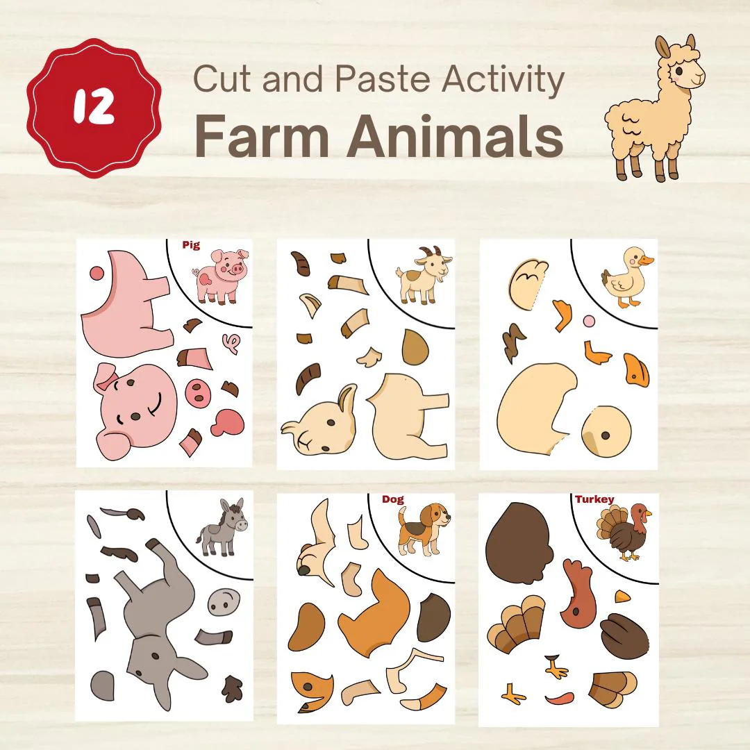 Farm Animals Cut And Paste Activity 12 Farm Animals Cut And Paste Activity 12
