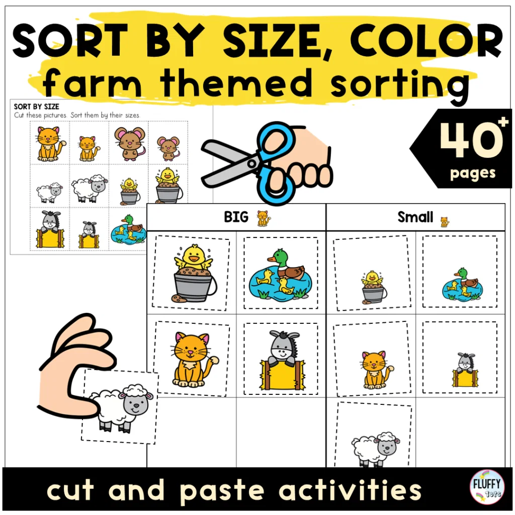 Farm Animals Sort By Size Printables