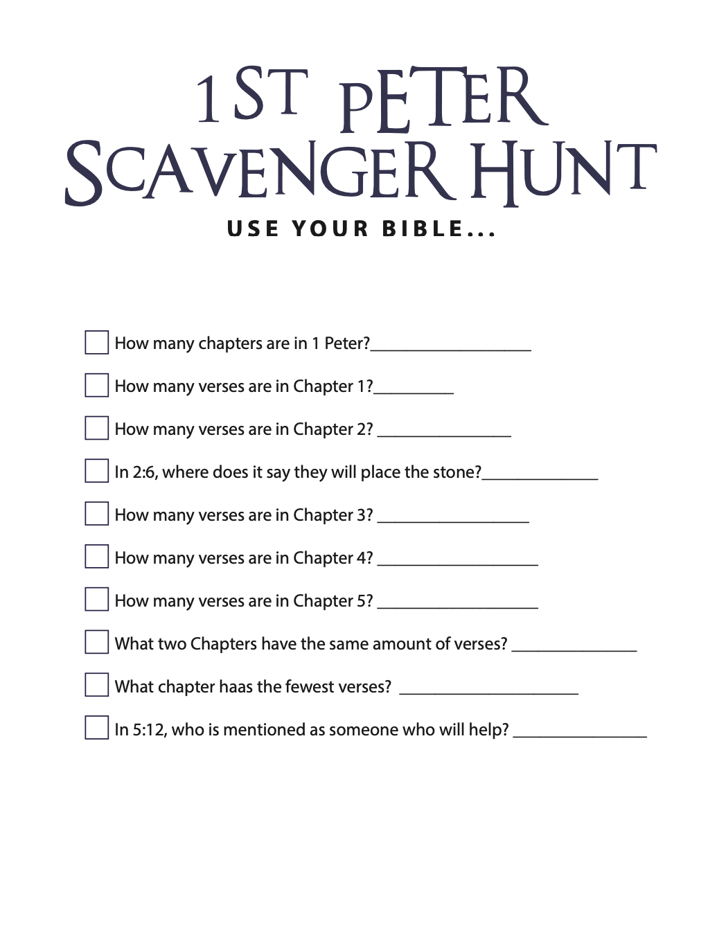 Free 1 Peter Bible Scavenger Hunt