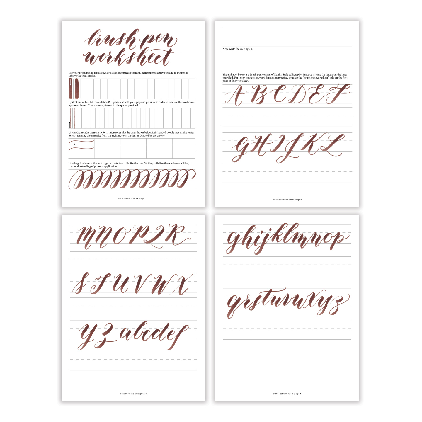 Free Basic Brush Pen Calligraphy Worksheet