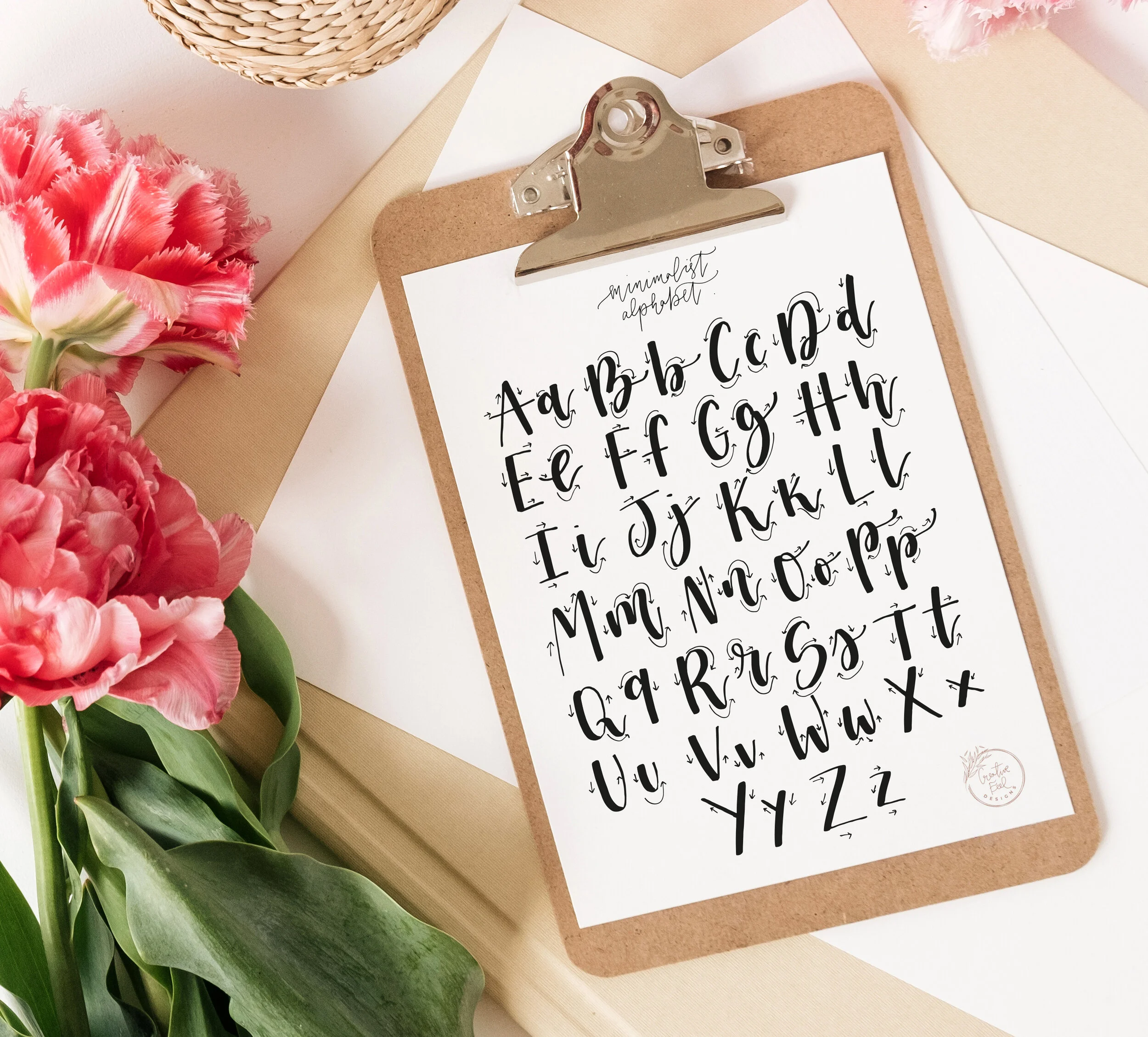 Free Brush Lettering Practice Sheet Minimalist Alphabet