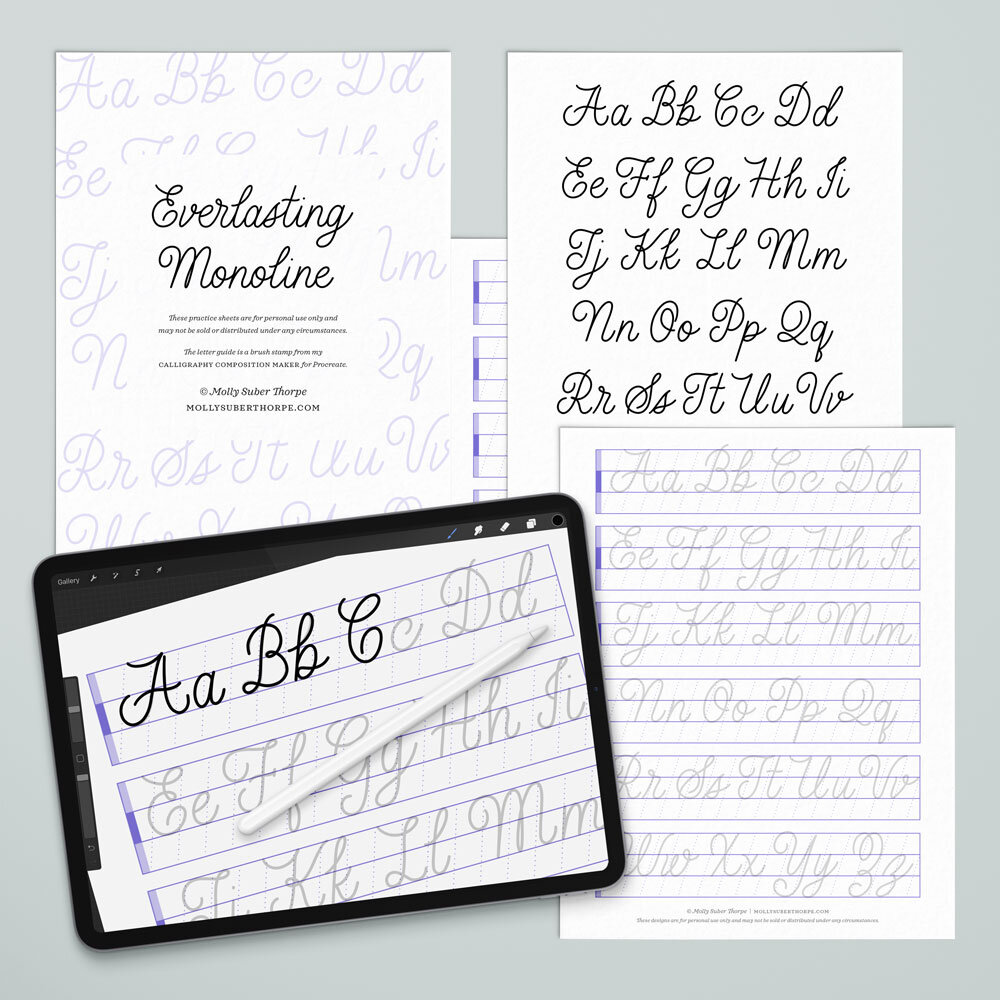 Free Calligraphy Practice Sheets Everlasting Monoline