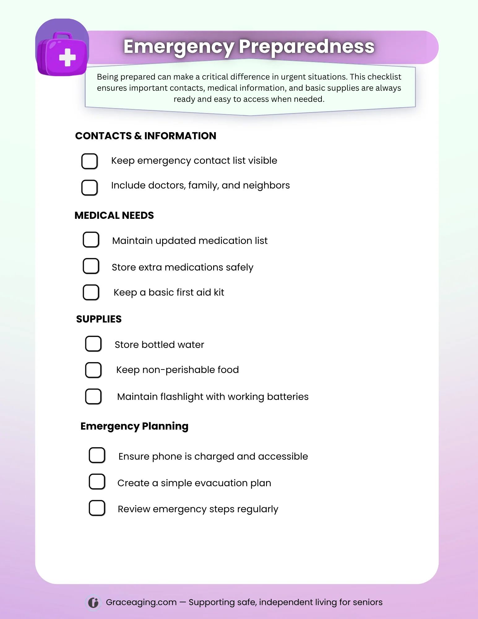Free Caregiver Checklist For Seniors Printable Complete Guide