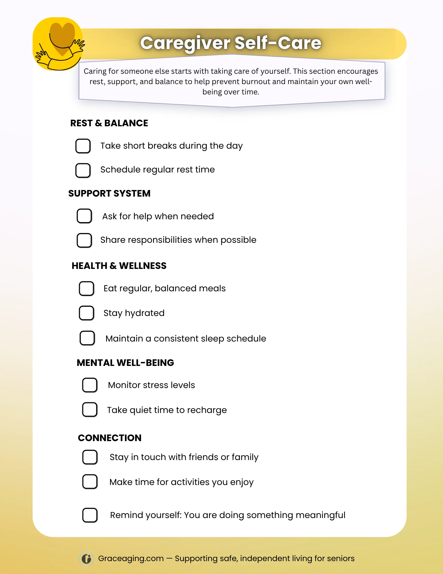 Free Caregiver Checklist For Seniors Printable Complete Guide
