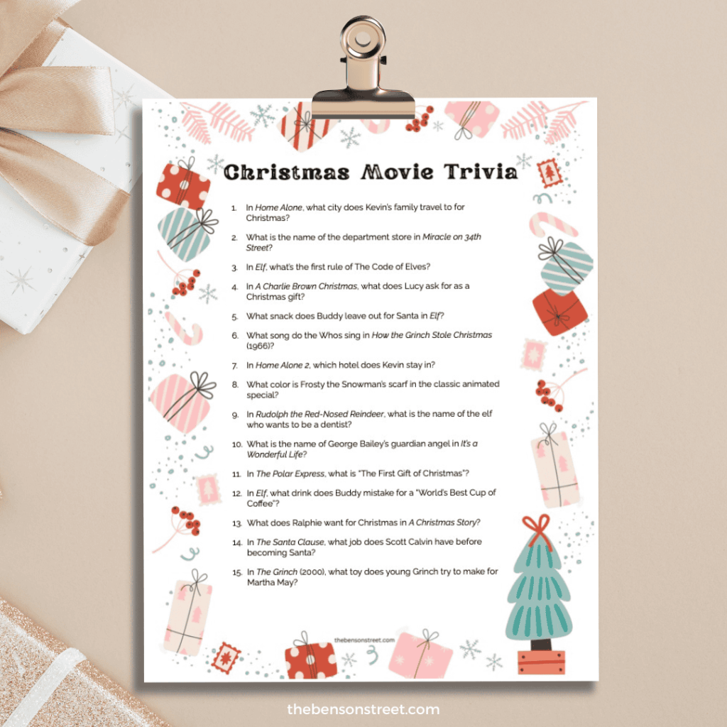 Free Christmas Movie Trivia Printable