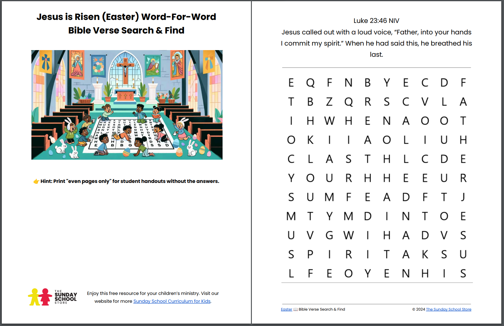 Free Easter Bible Word Search Printable Pdf