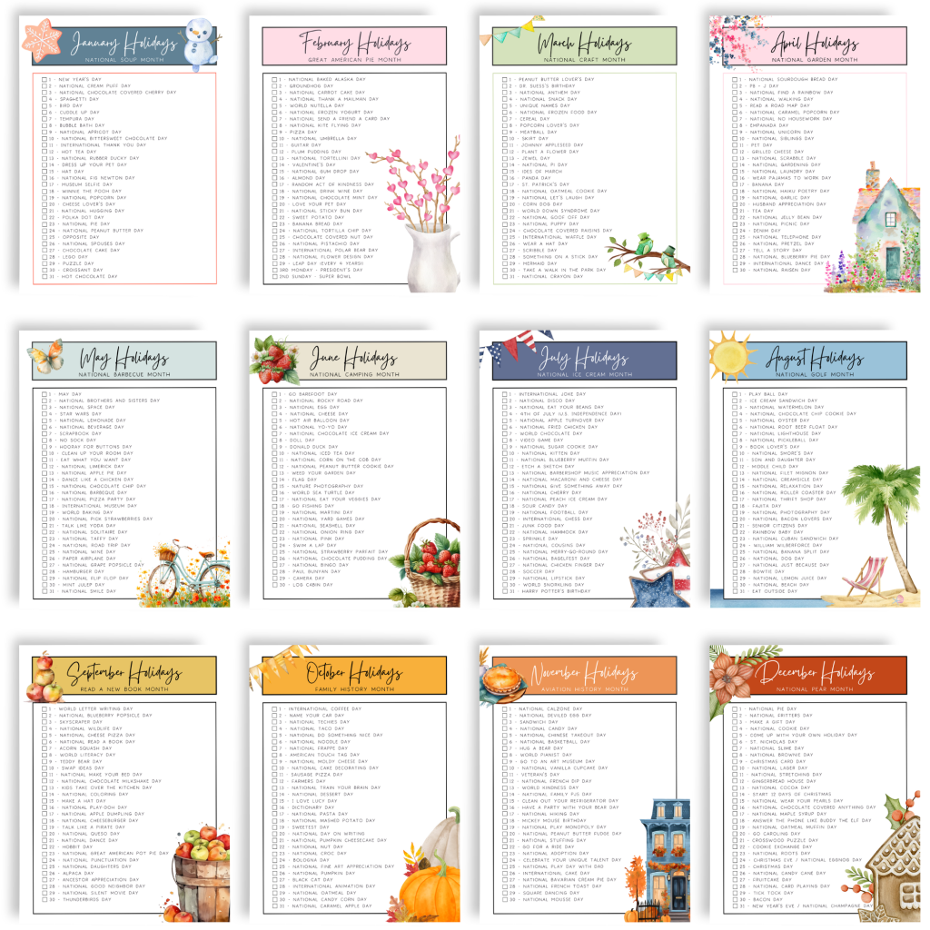 Free National Holiday Lists